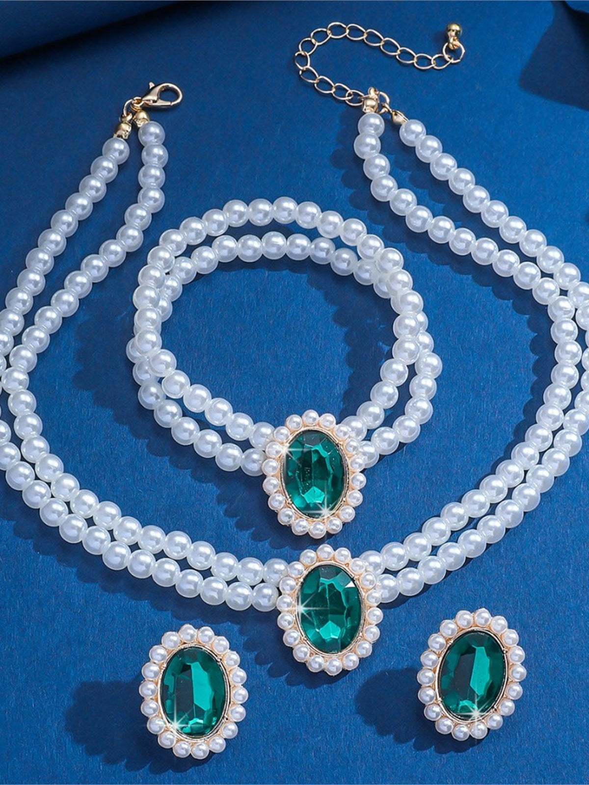 Black Pearl Crystal Formal Jewelry Set