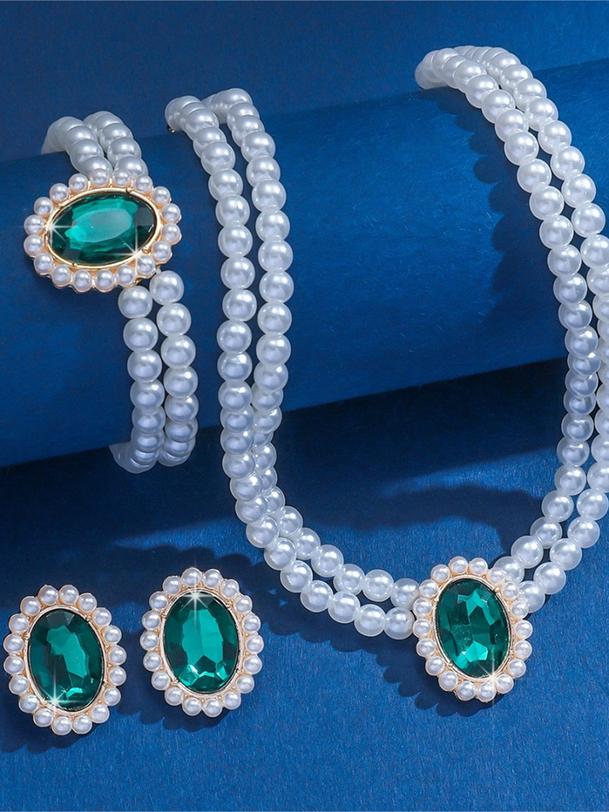 Black Pearl Crystal Formal Jewelry Set
