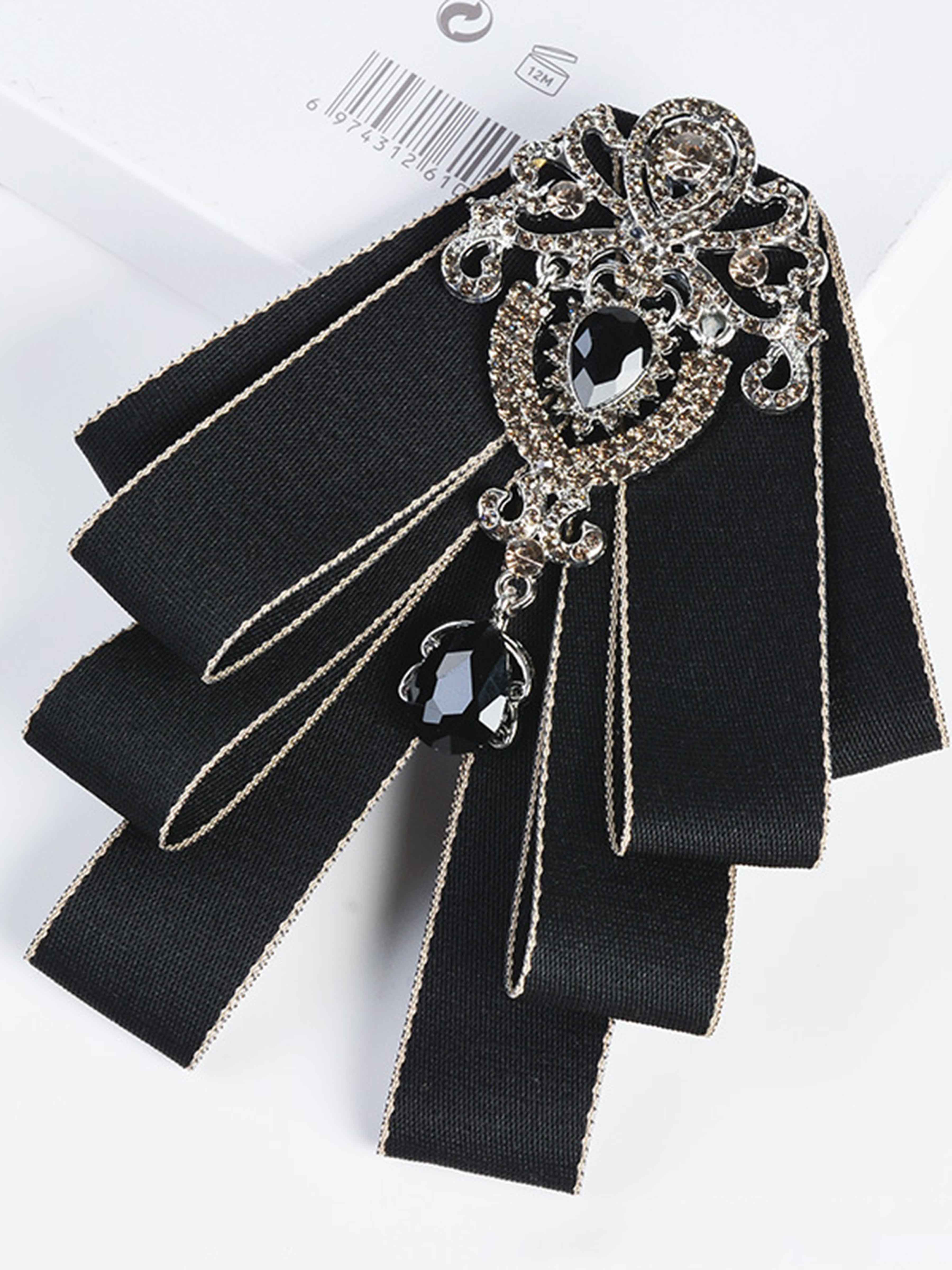 Men's Rhinestone Ribbon Lapel Brooch – Formal Suit Accessory UK
