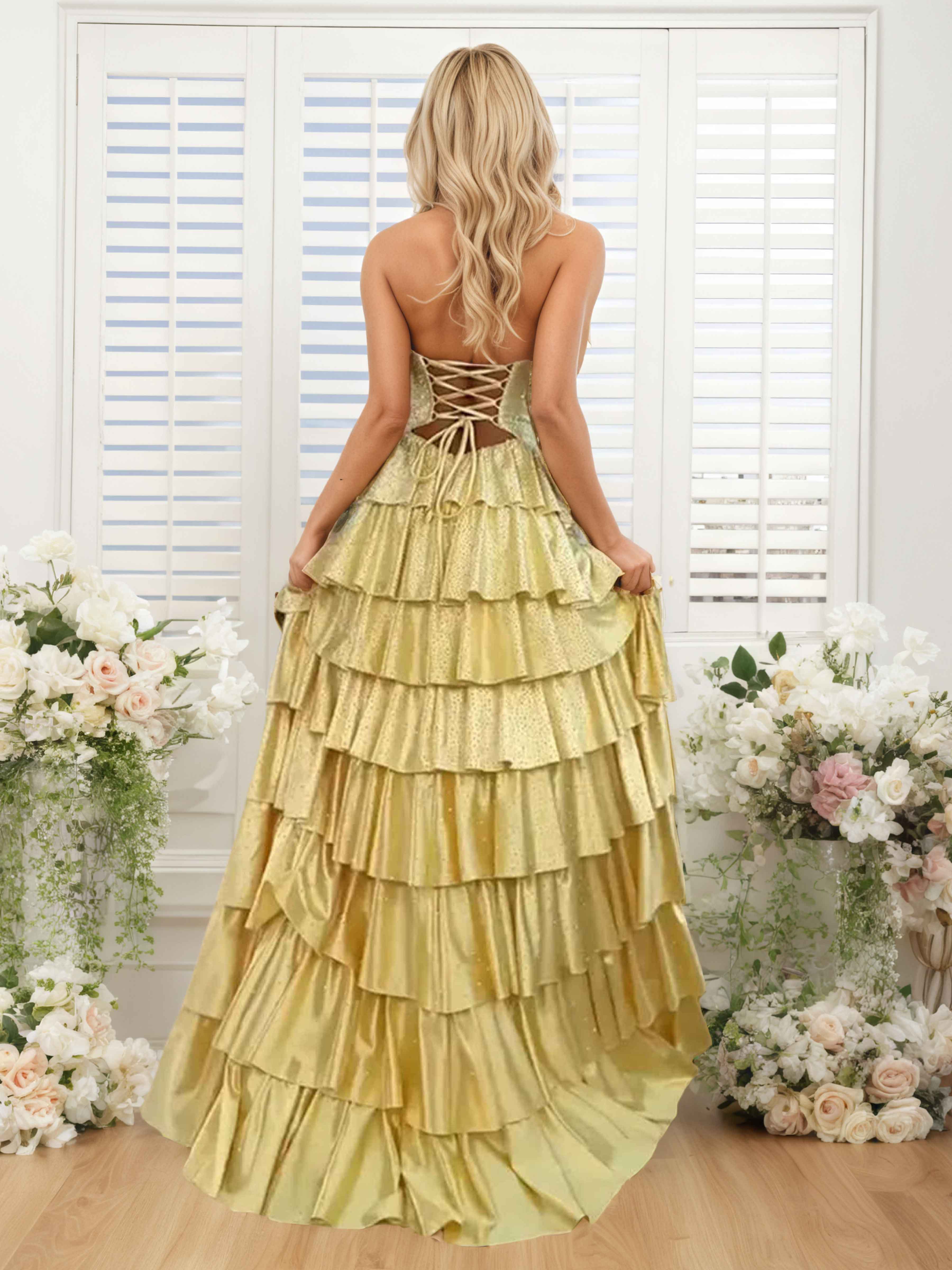 Briseida Glamorous A-Line Sweetheart Tiered Long Party Dresses