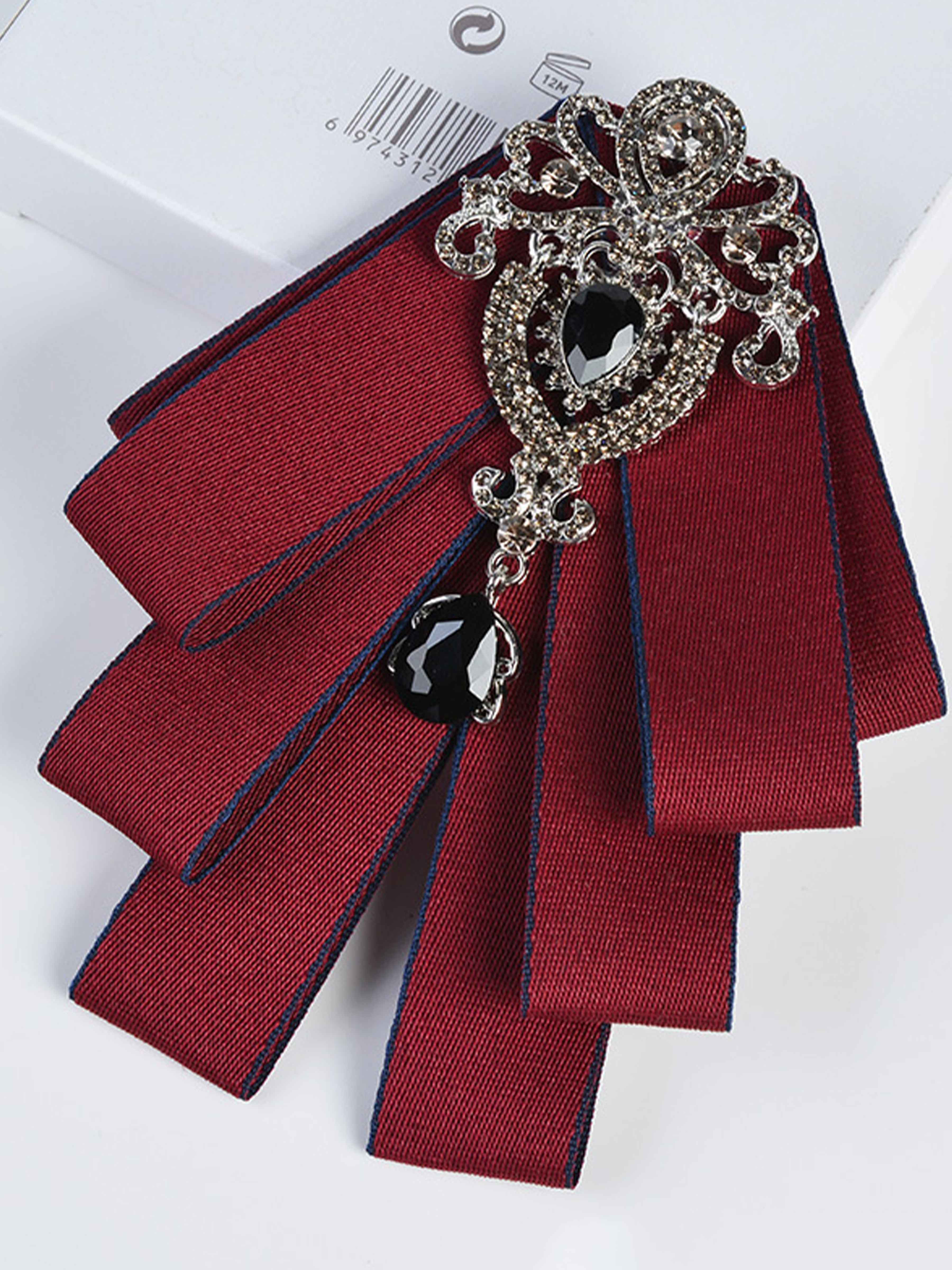 Men's Rhinestone Ribbon Lapel Brooch – Formal Suit Accessory UK