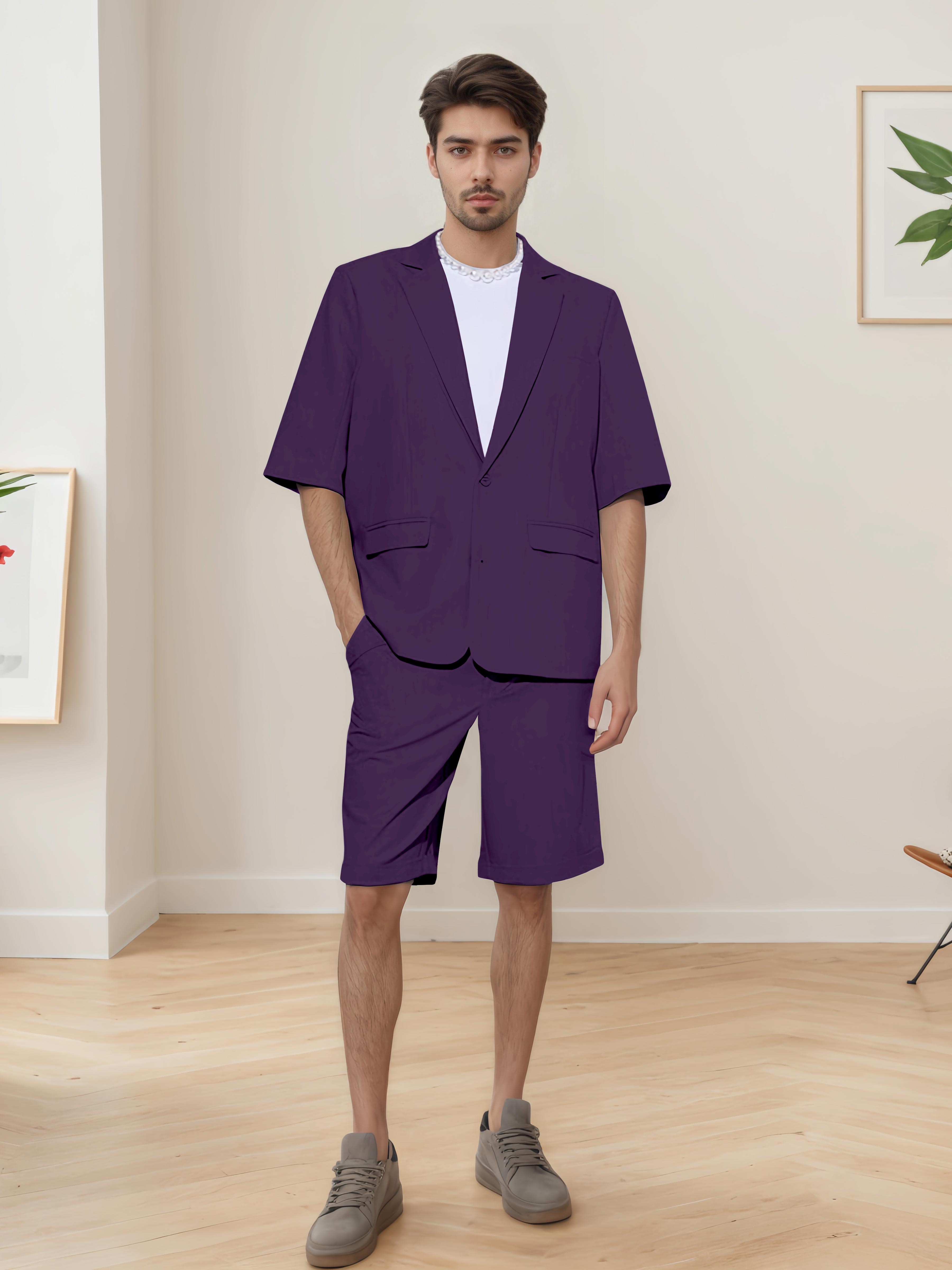 Lightweight Casual Men's Short Sleeve 2 Pieces Summer Suits