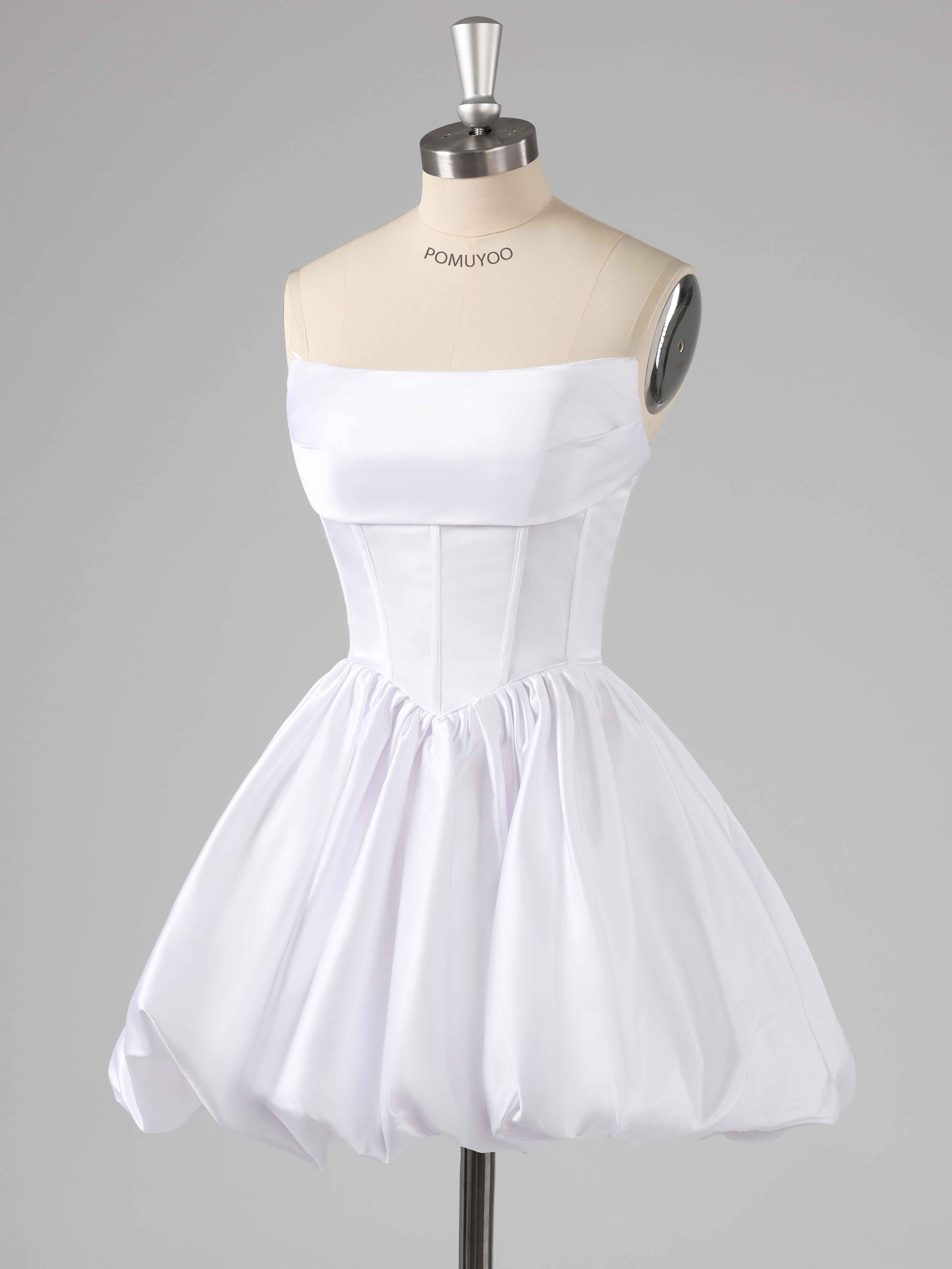Chic A-Line Strapless Corset Satin Mini Party Dresses
