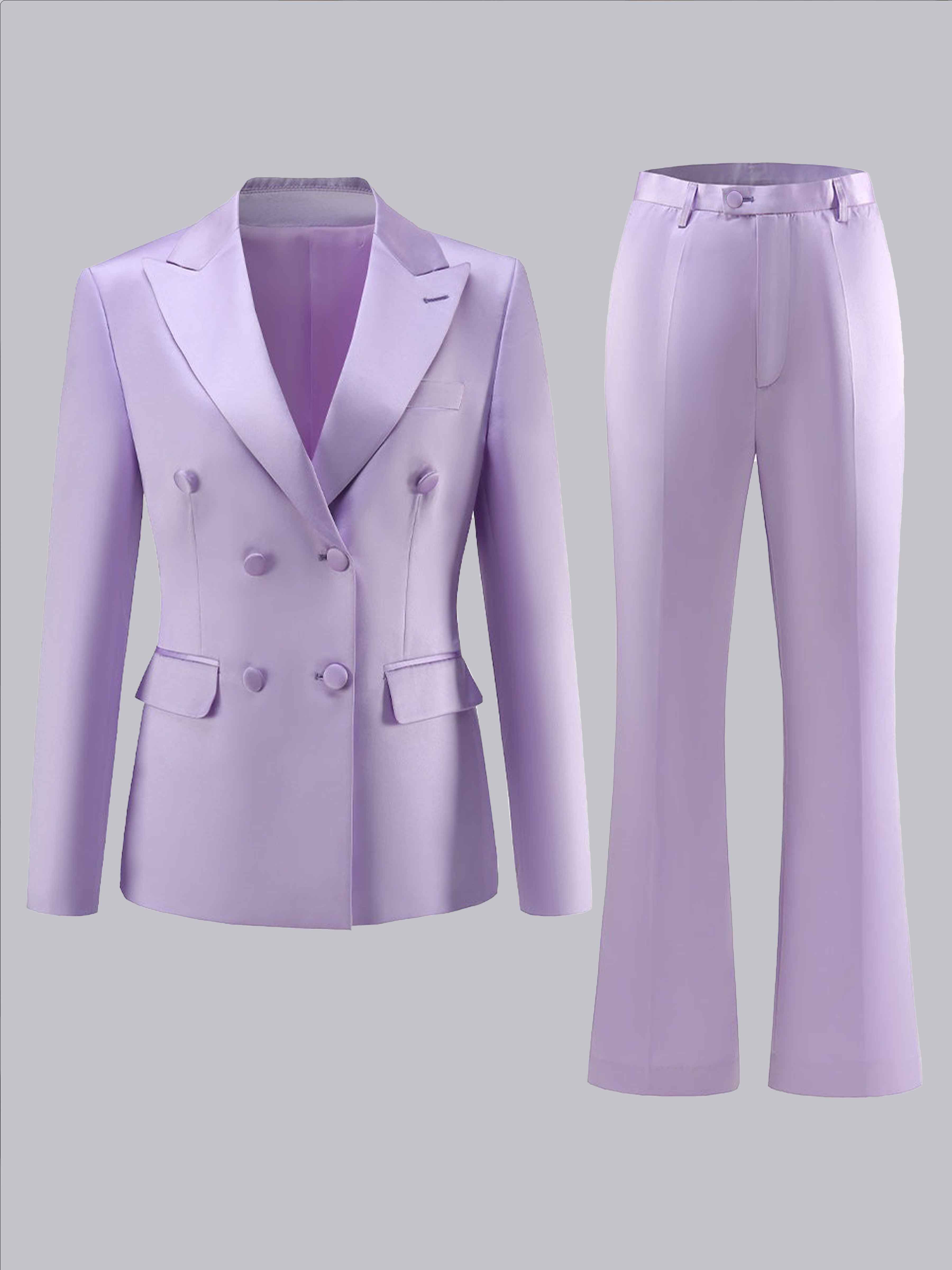 Chic Satin Wedding Blazer and Pants Suit Set For Women UK