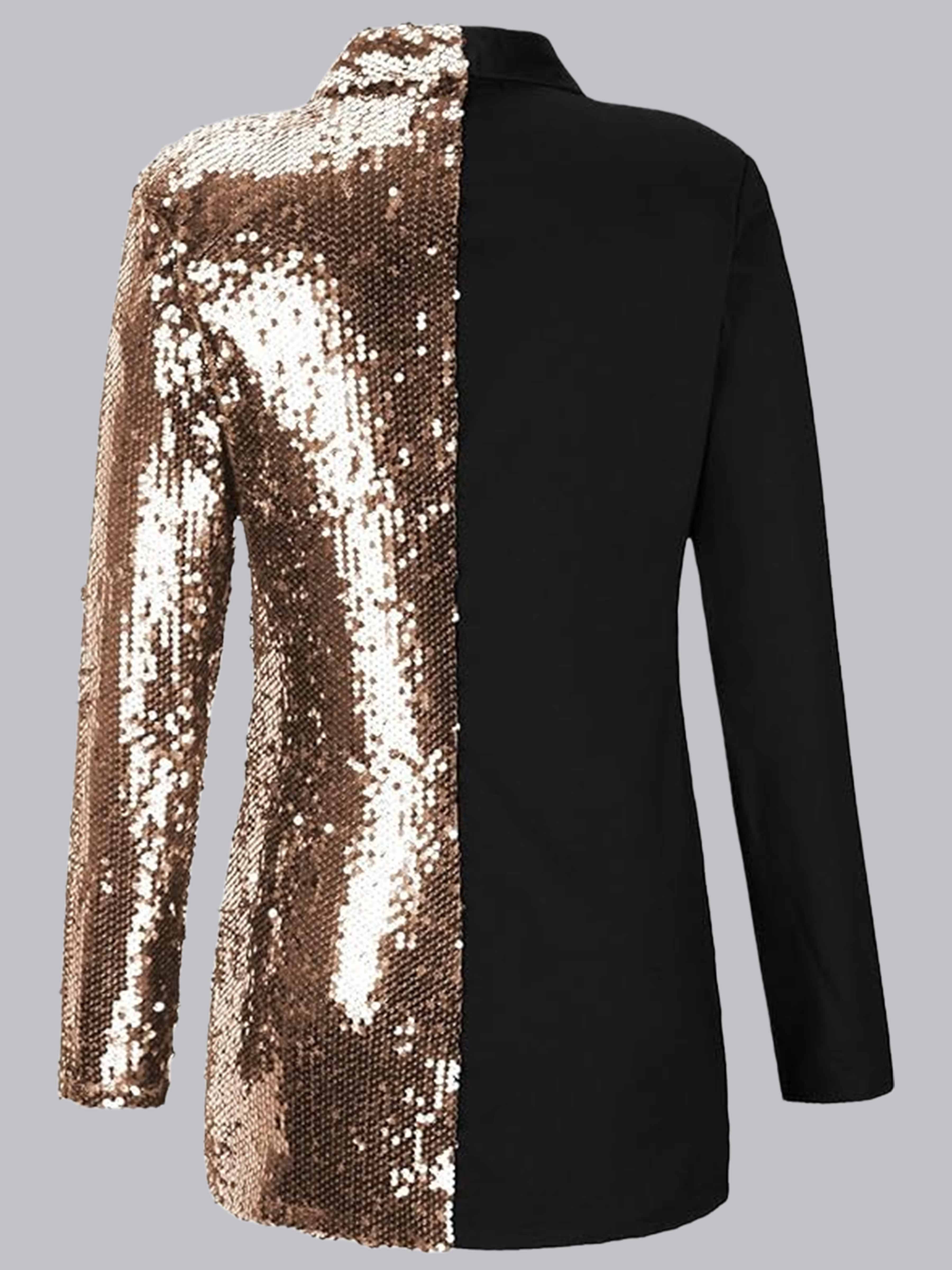 Chic Women's Color blocking Double Breasted Prom Suit Jacket UK