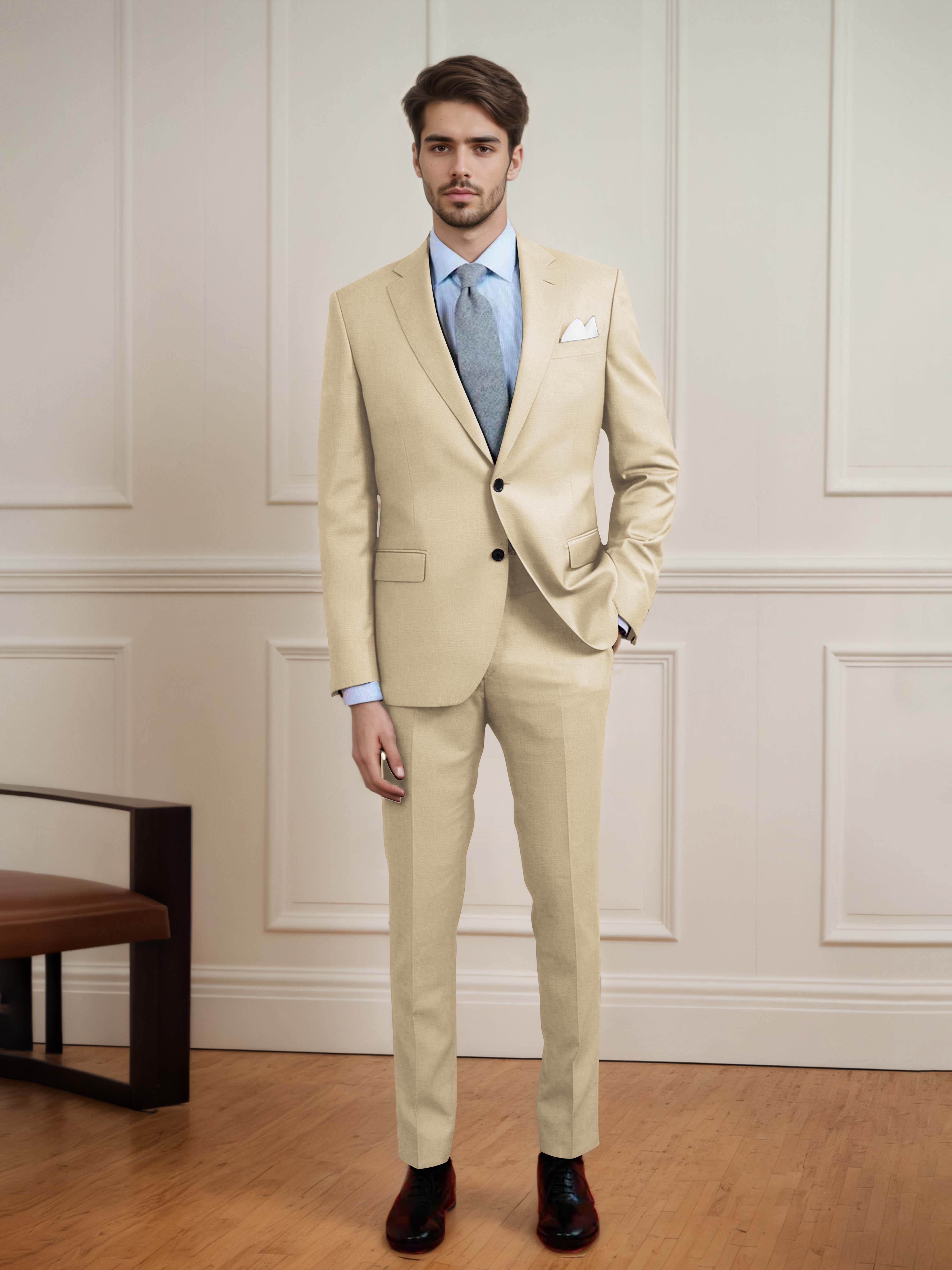 Clean Uni Men's Two Buttons 2 Pieces Casual & Guest Suit