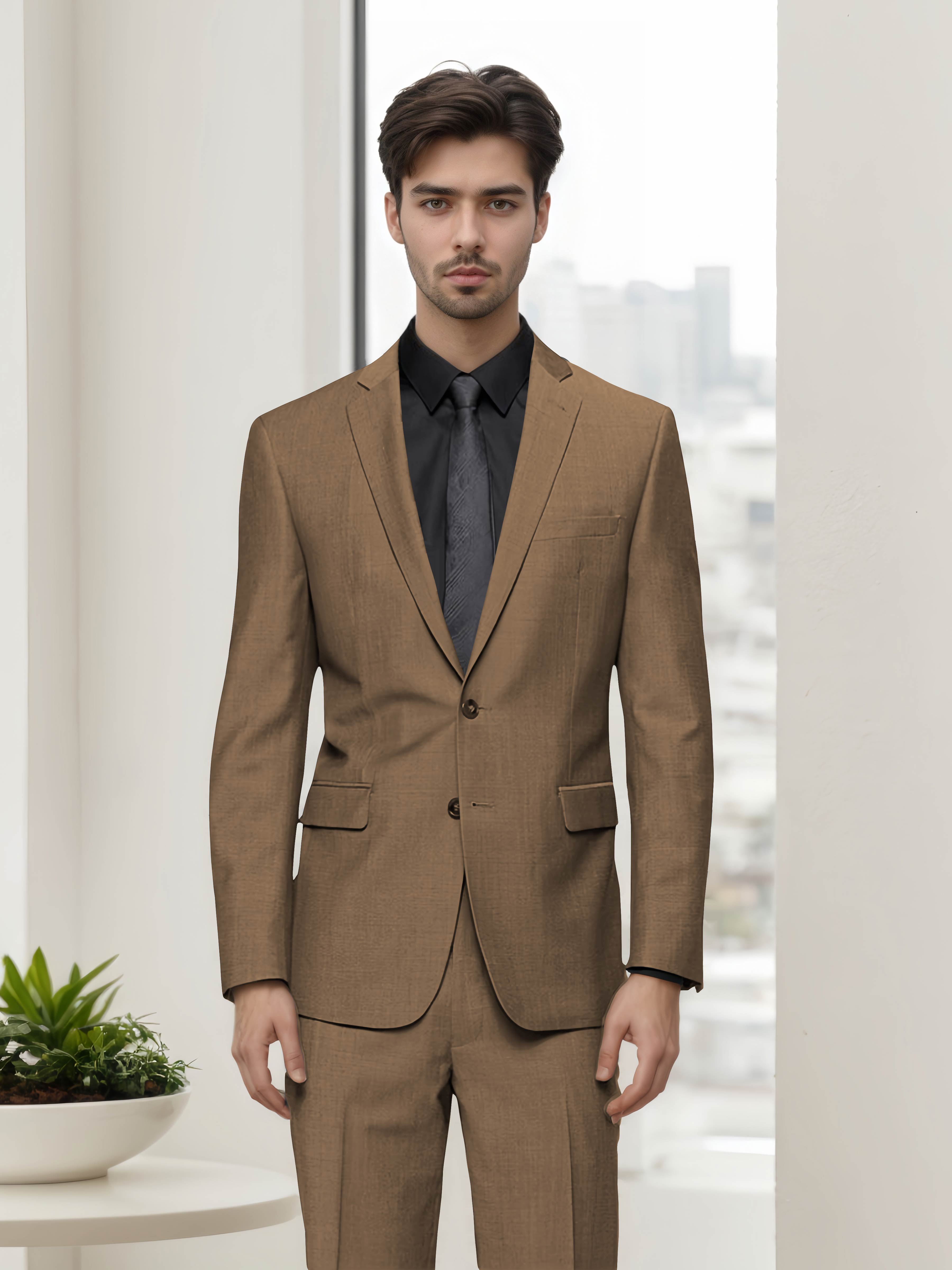 Contemporary Refined Men's Slim Fit Two Button 2 Pieces Business Suits
