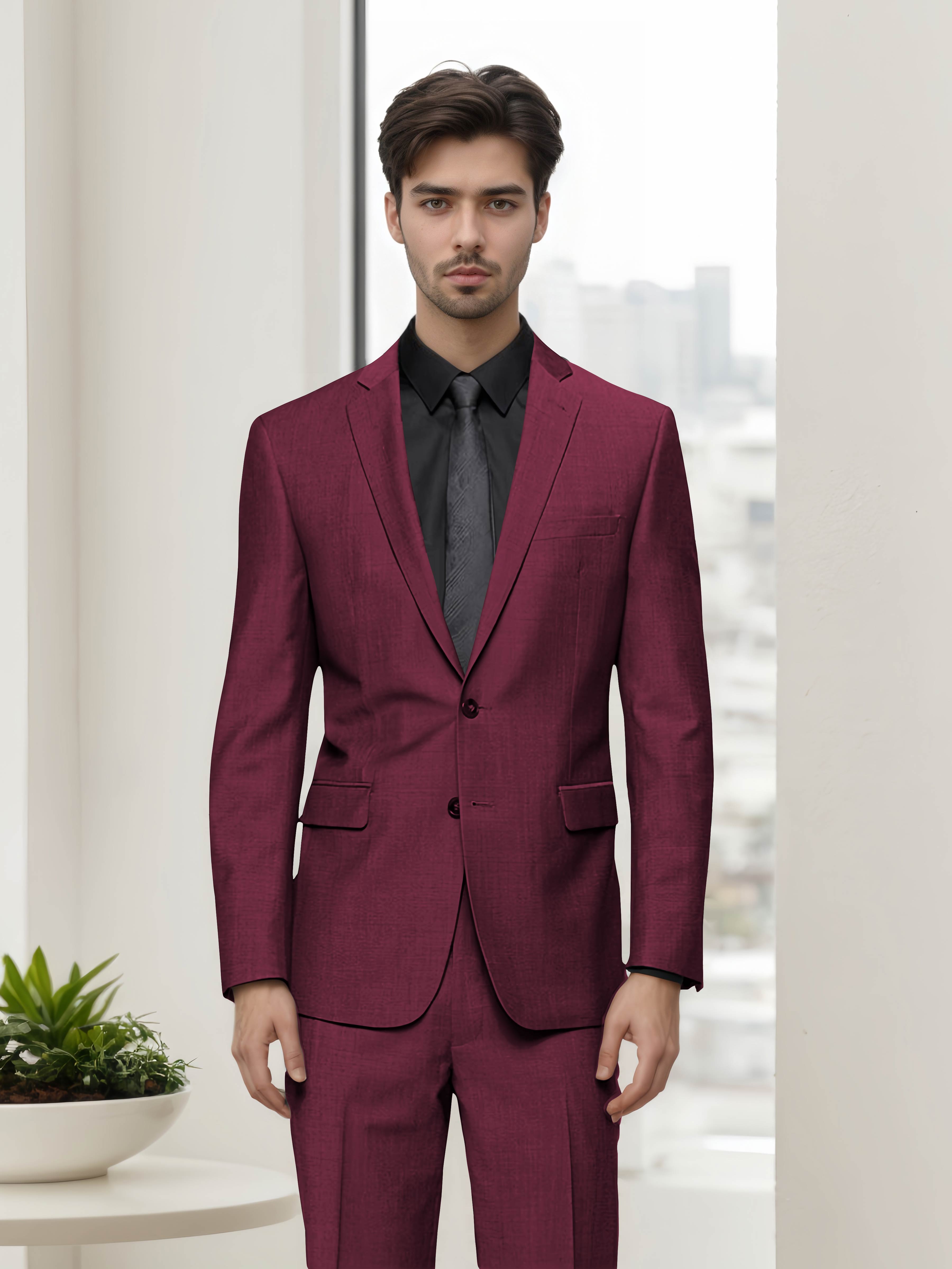 Contemporary Refined Men's Slim Fit Two Button 2 Pieces Business Suits