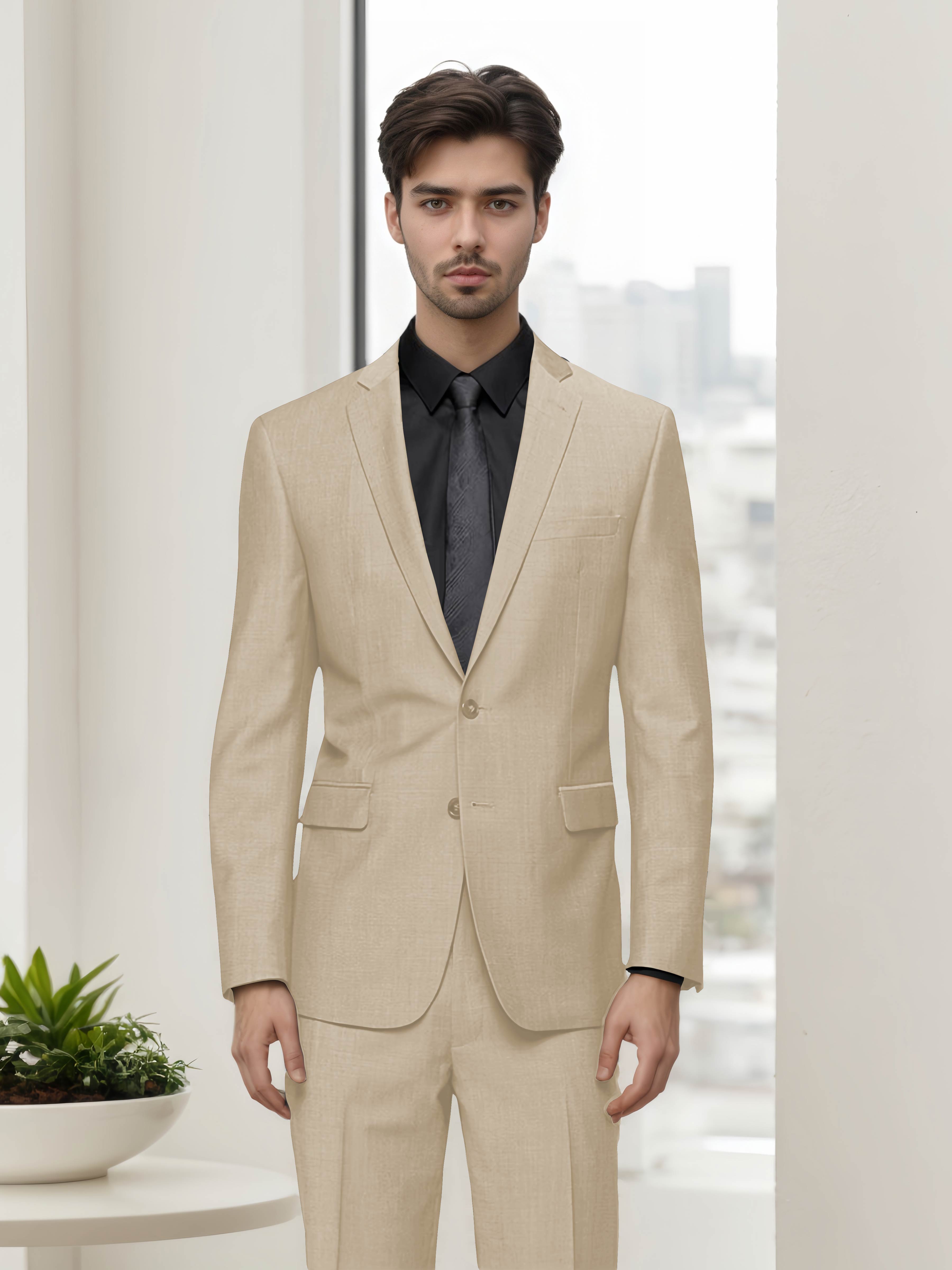 Contemporary Refined Men's Slim Fit Two Button 2 Pieces Business Suits