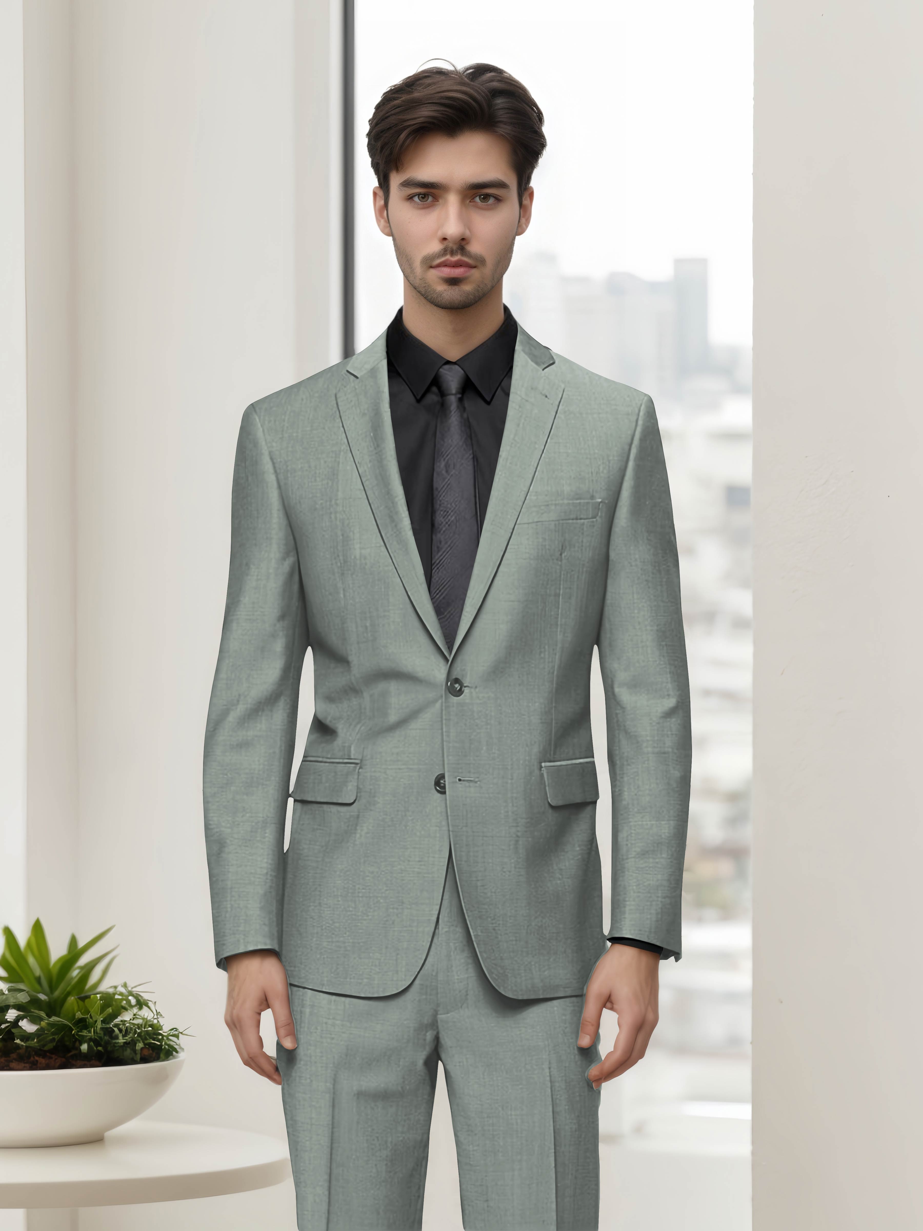 Contemporary Refined Men's Slim Fit Two Button 2 Pieces Business Suits