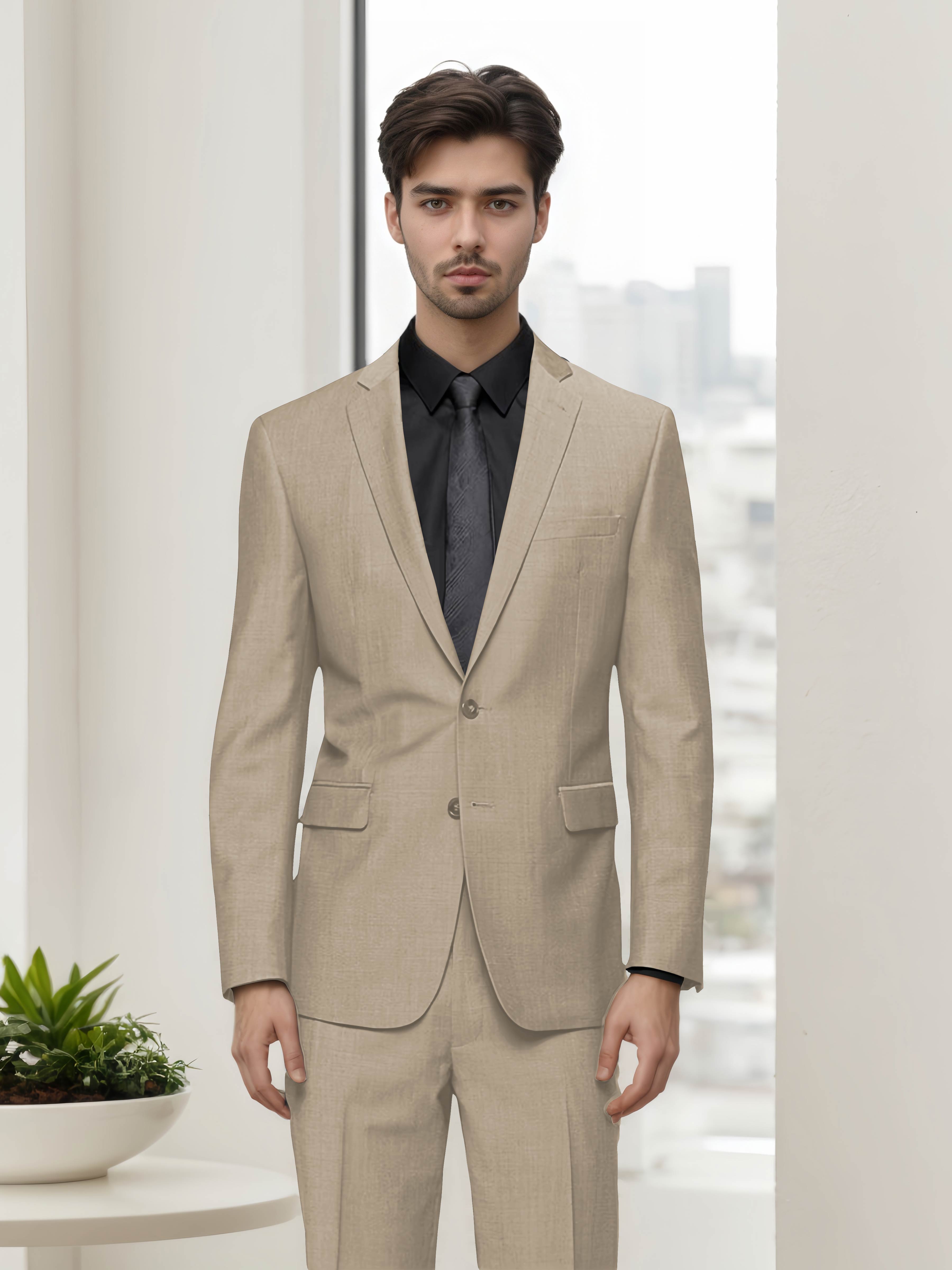 Contemporary Refined Men's Slim Fit Two Button 2 Pieces Business Suits
