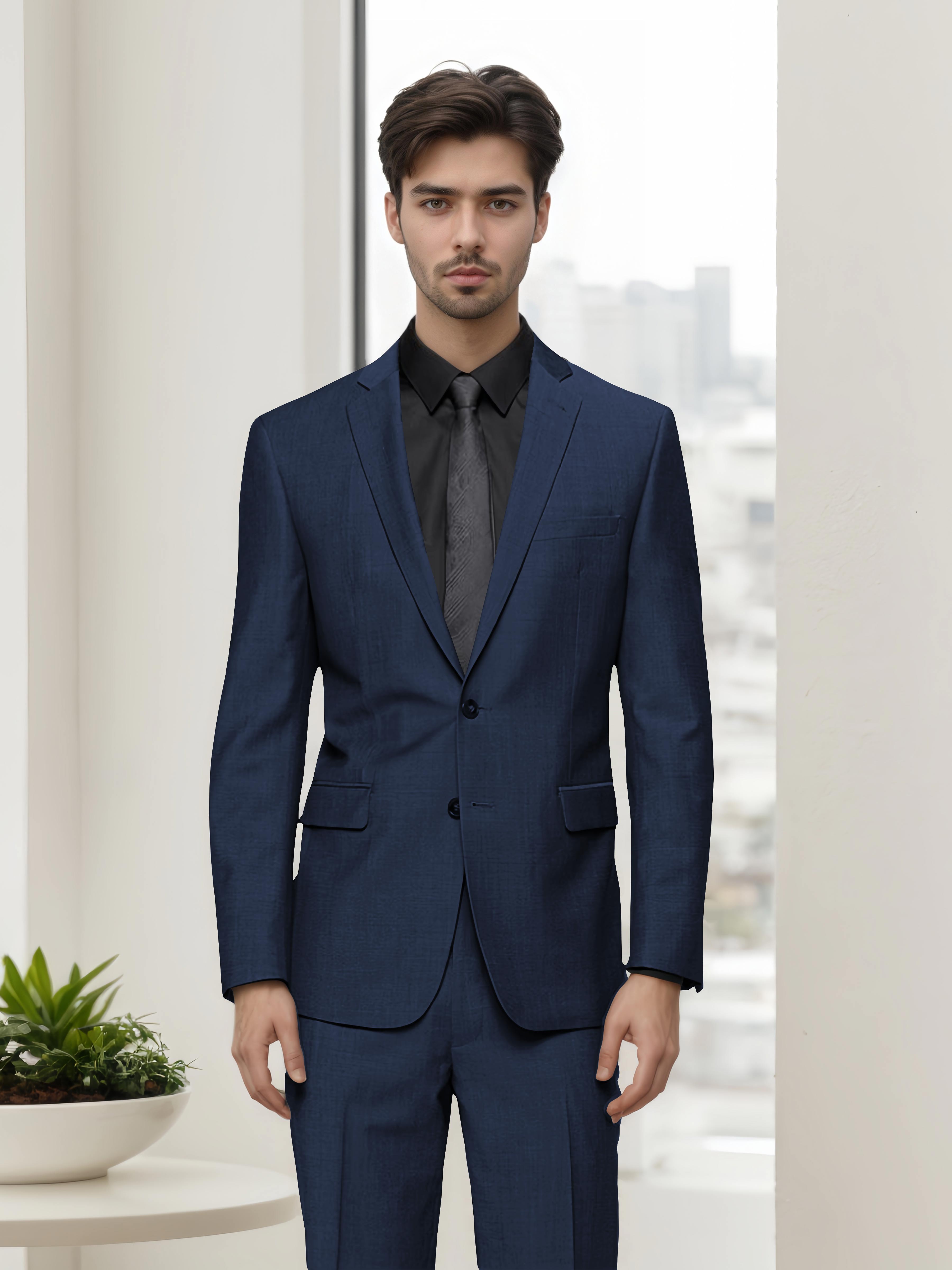 Contemporary Refined Men's Slim Fit Two Button 2 Pieces Business Suits