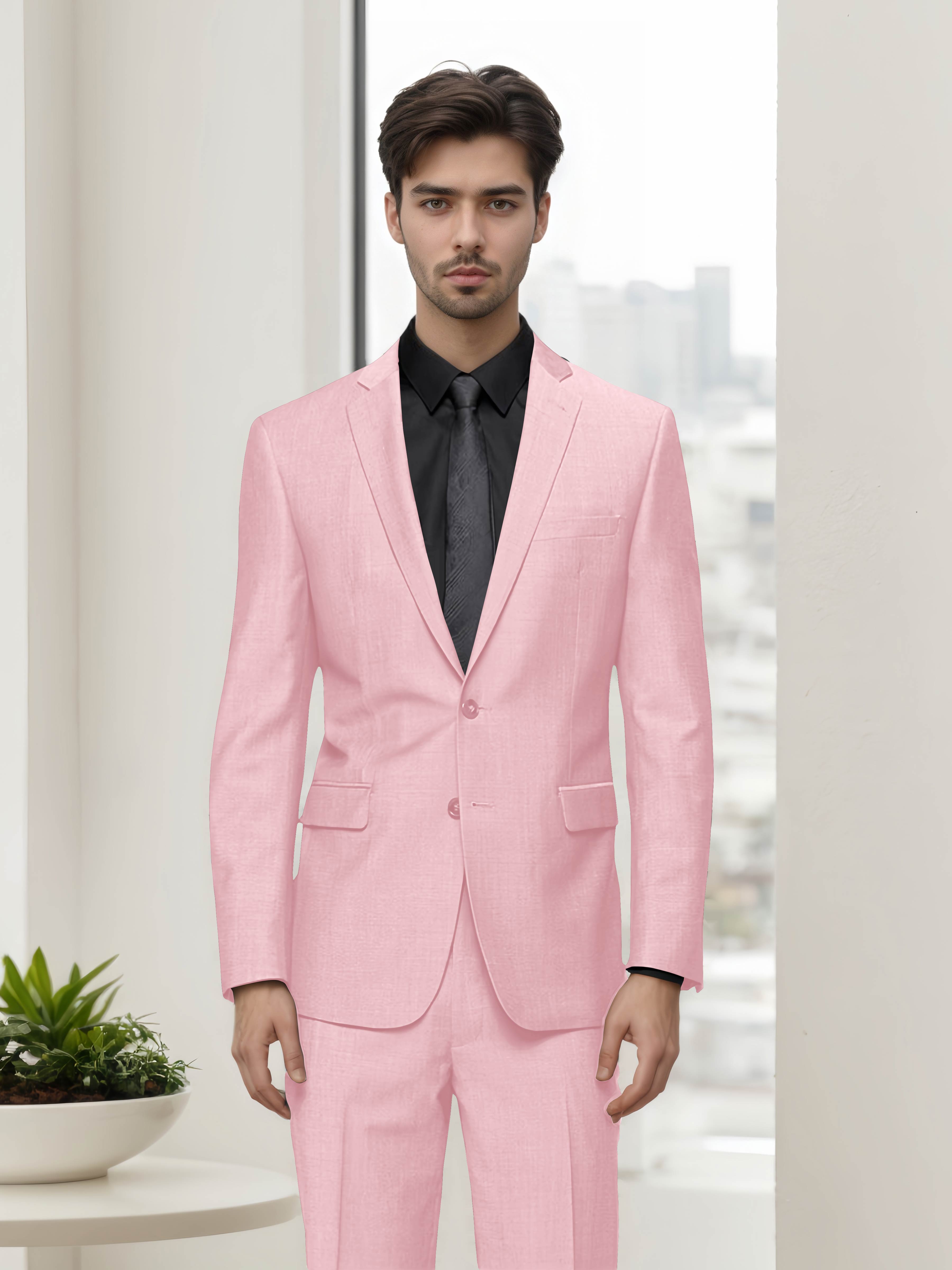 Contemporary Refined Men's Slim Fit Two Button 2 Pieces Business Suits
