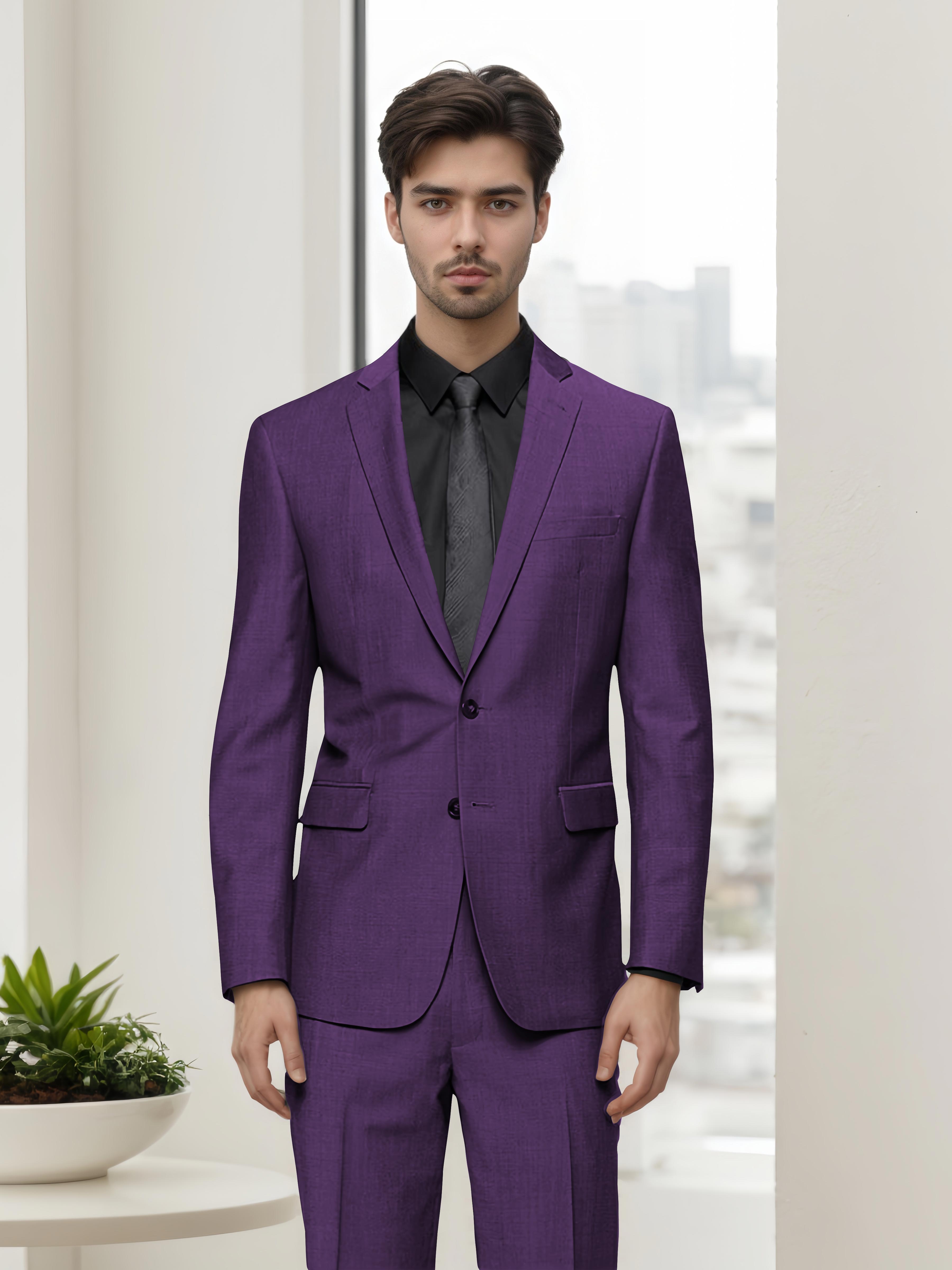 Contemporary Refined Men's Slim Fit Two Button 2 Pieces Business Suits
