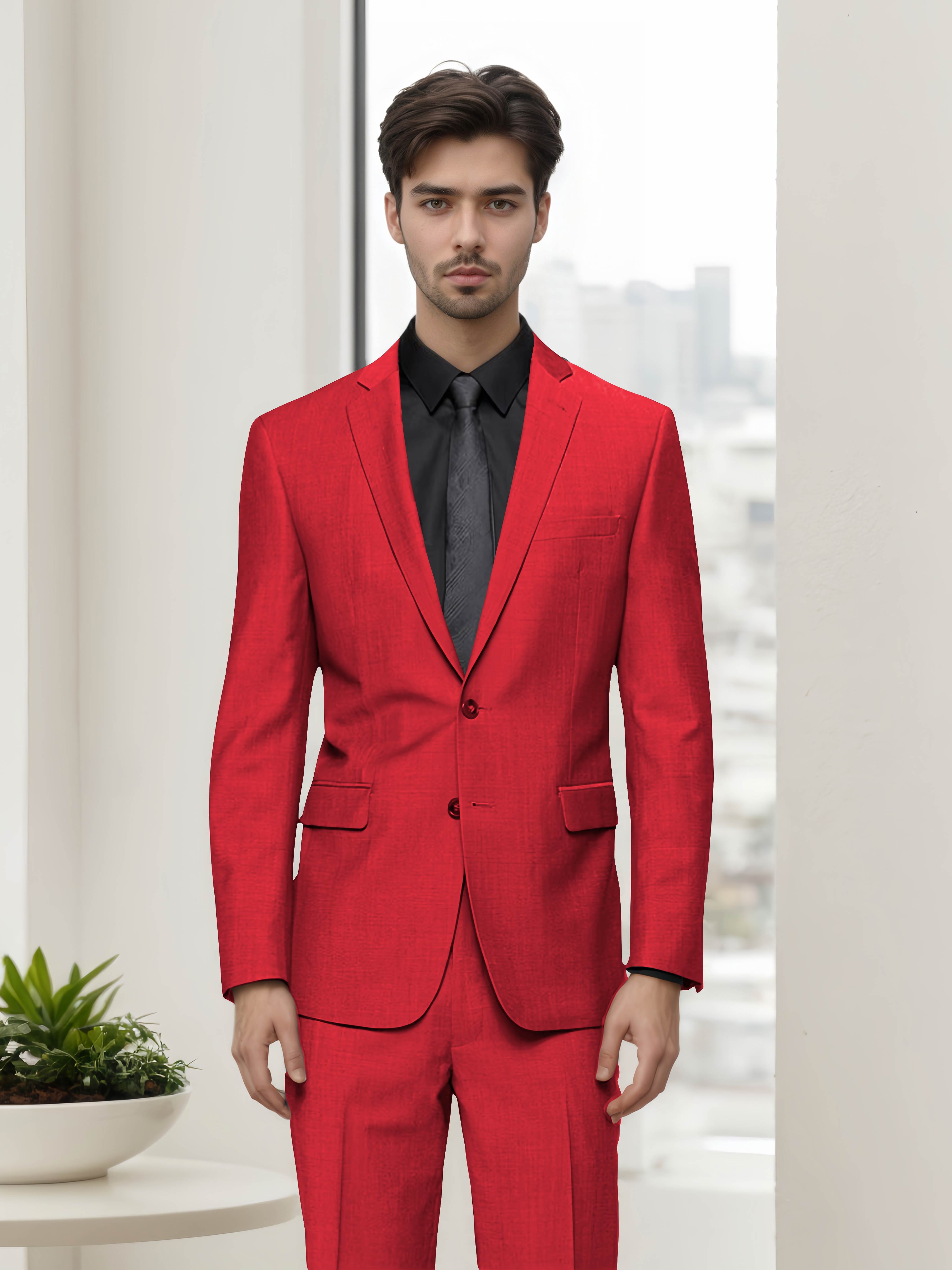 Contemporary Refined Men's Slim Fit Two Button 2 Pieces Business Suits