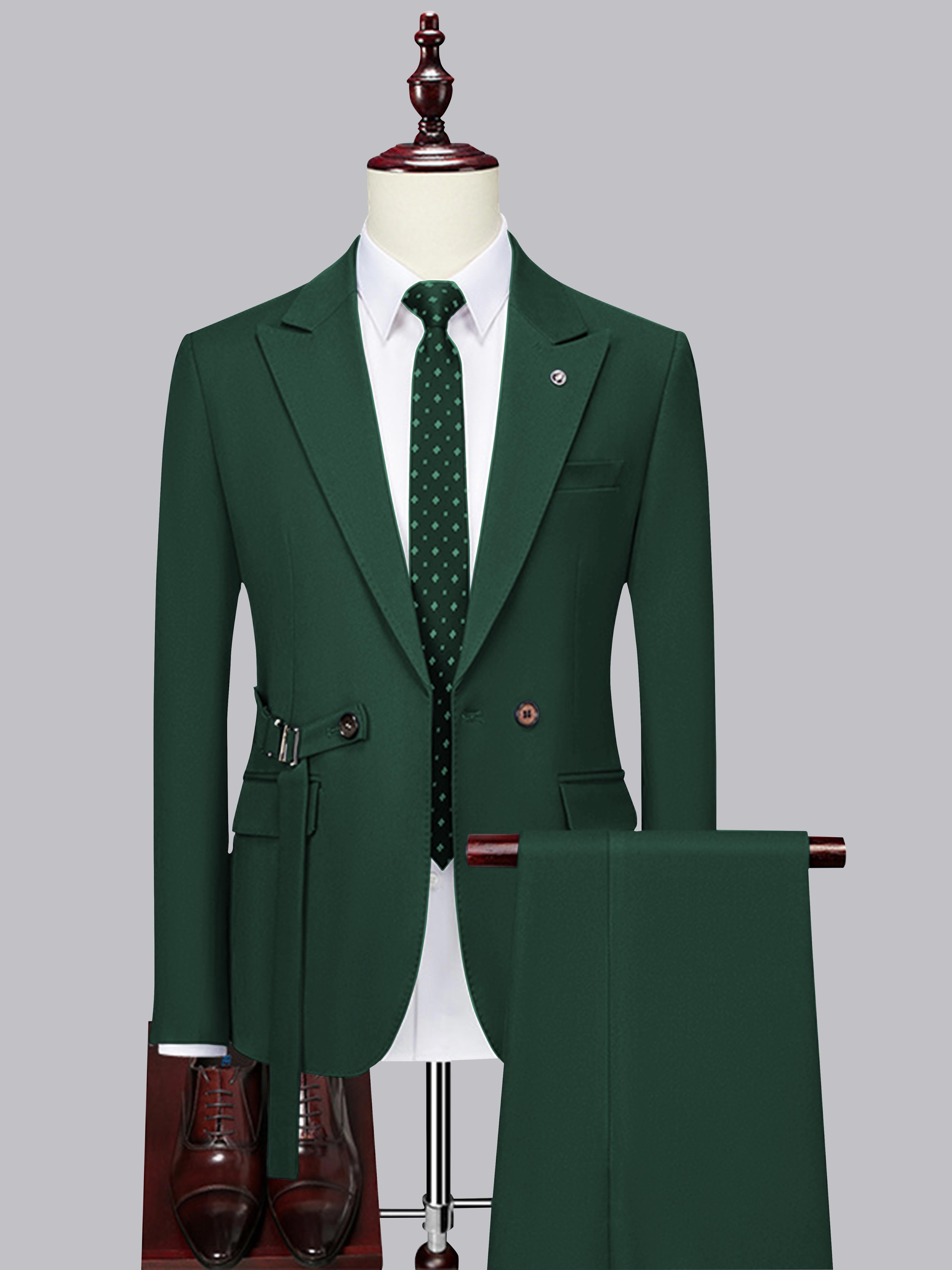 Contemporary Slim Cut Men's Decorative Belt 2 Pieces Wedding Suits