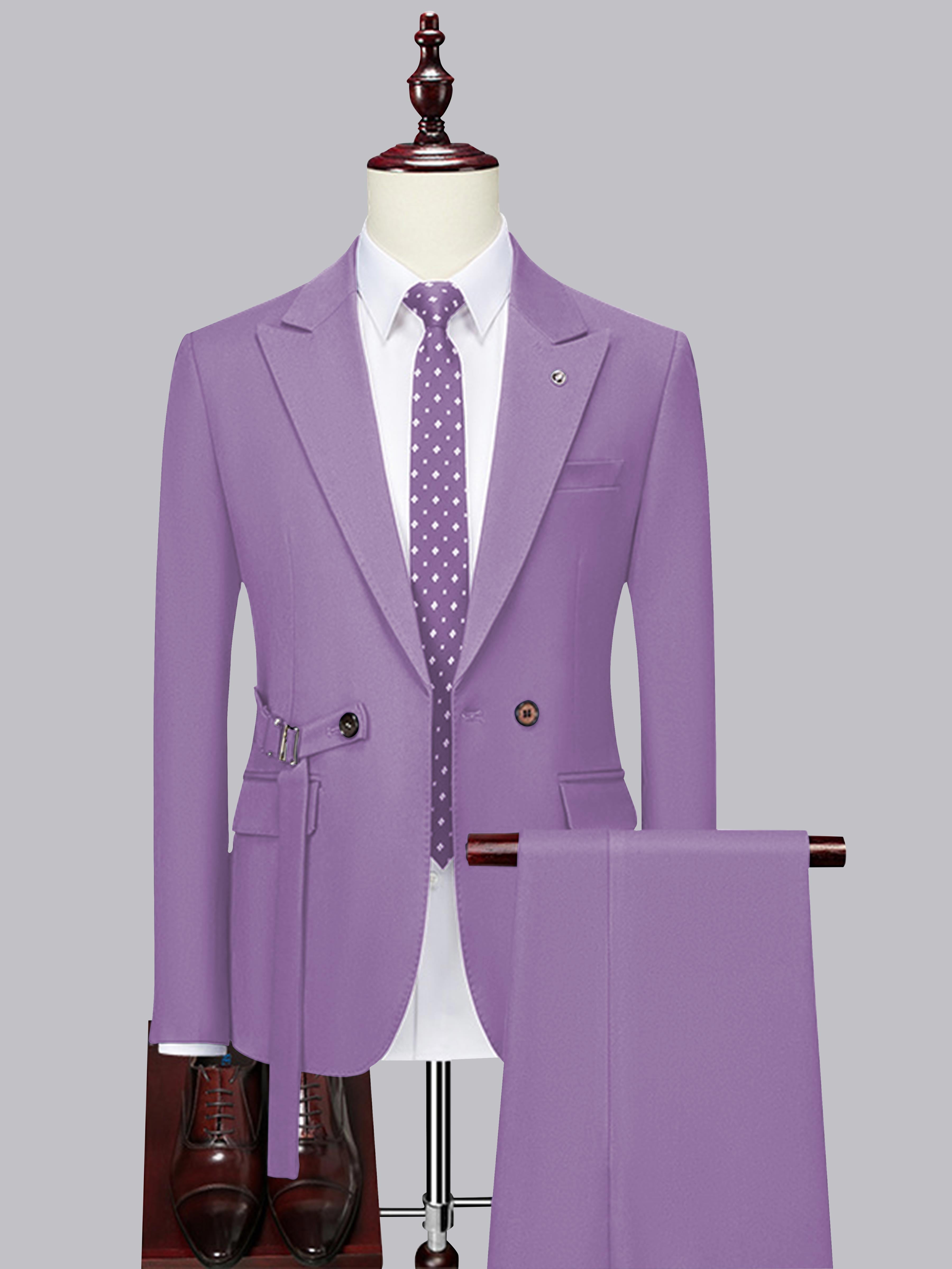 Contemporary Slim Cut Men's Decorative Belt 2 Pieces Wedding Suits
