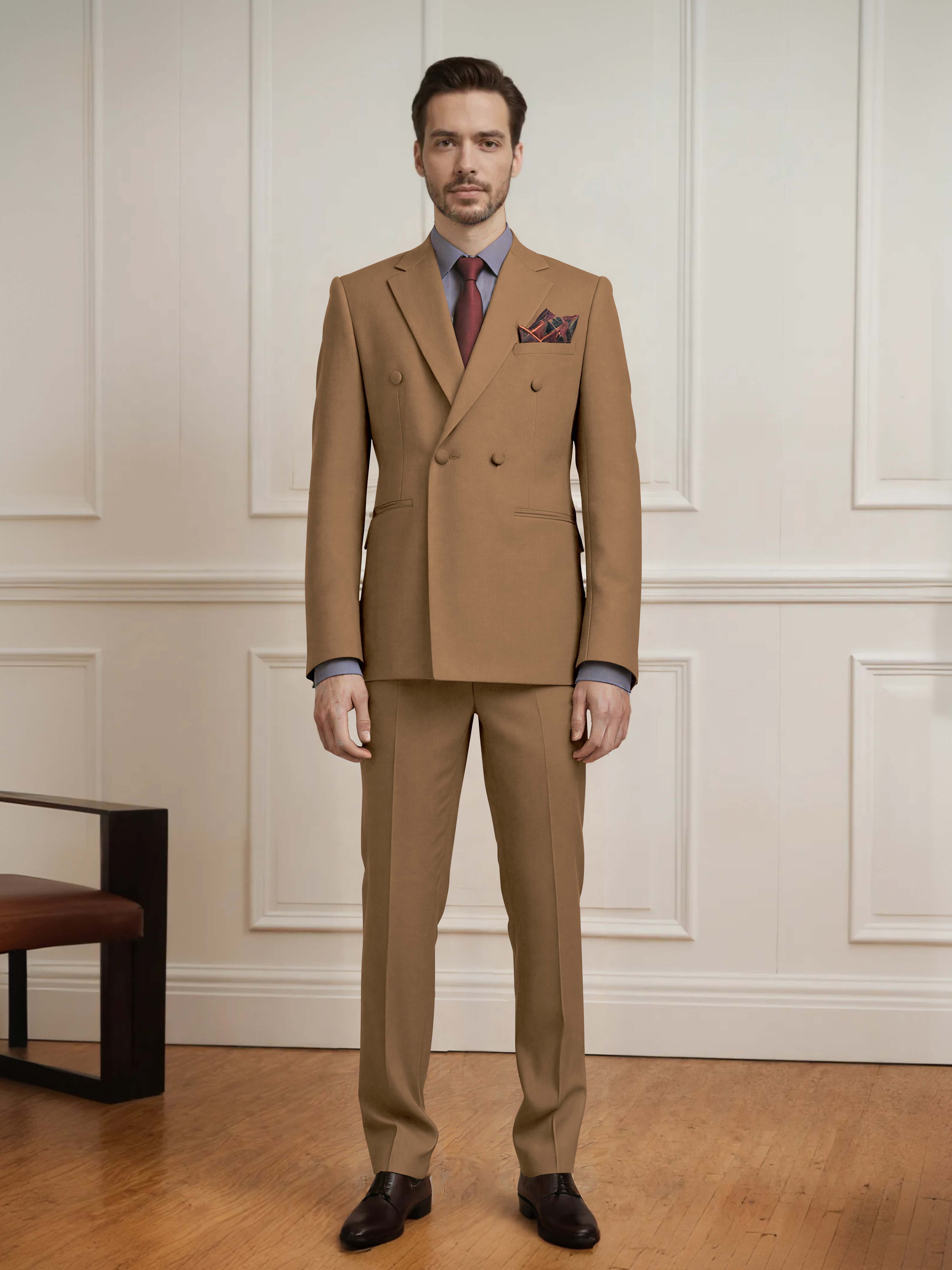 Crafted Men's 2 Pieces Notch Lapel Double Breasted Wedding Suit