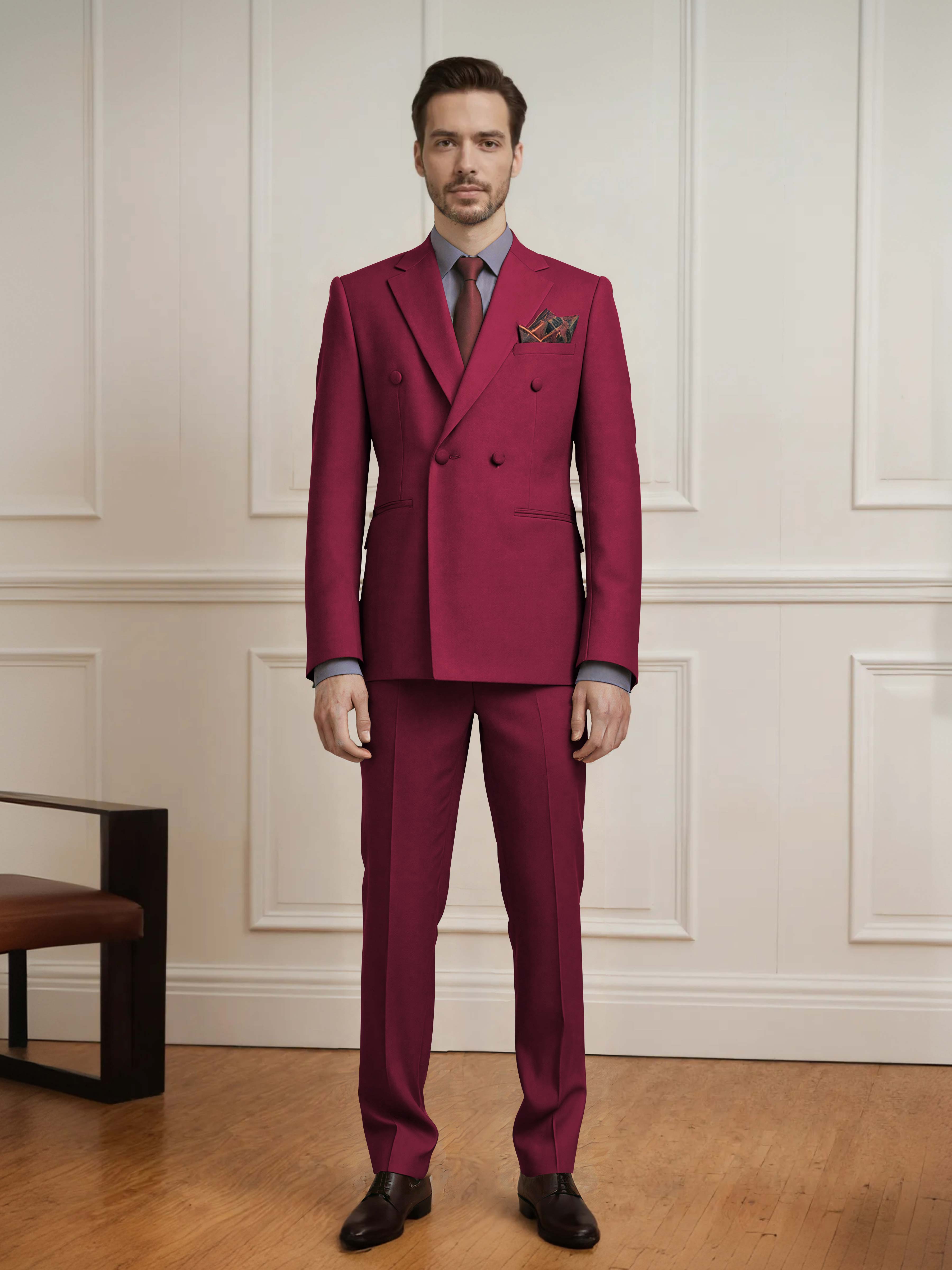 Crafted Men's 2 Pieces Notch Lapel Double Breasted Wedding Suit