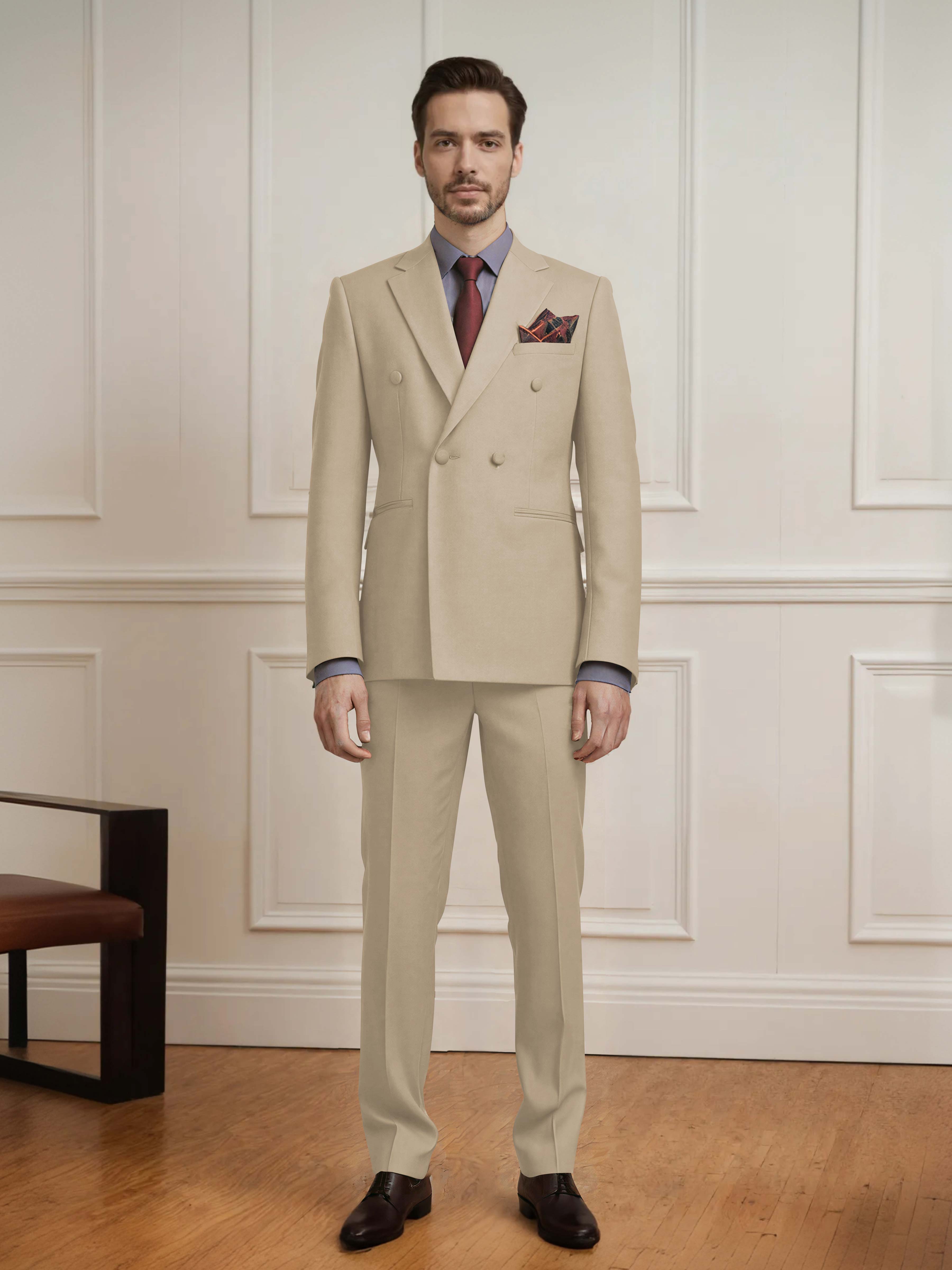 Crafted Men's 2 Pieces Notch Lapel Double Breasted Wedding Suit