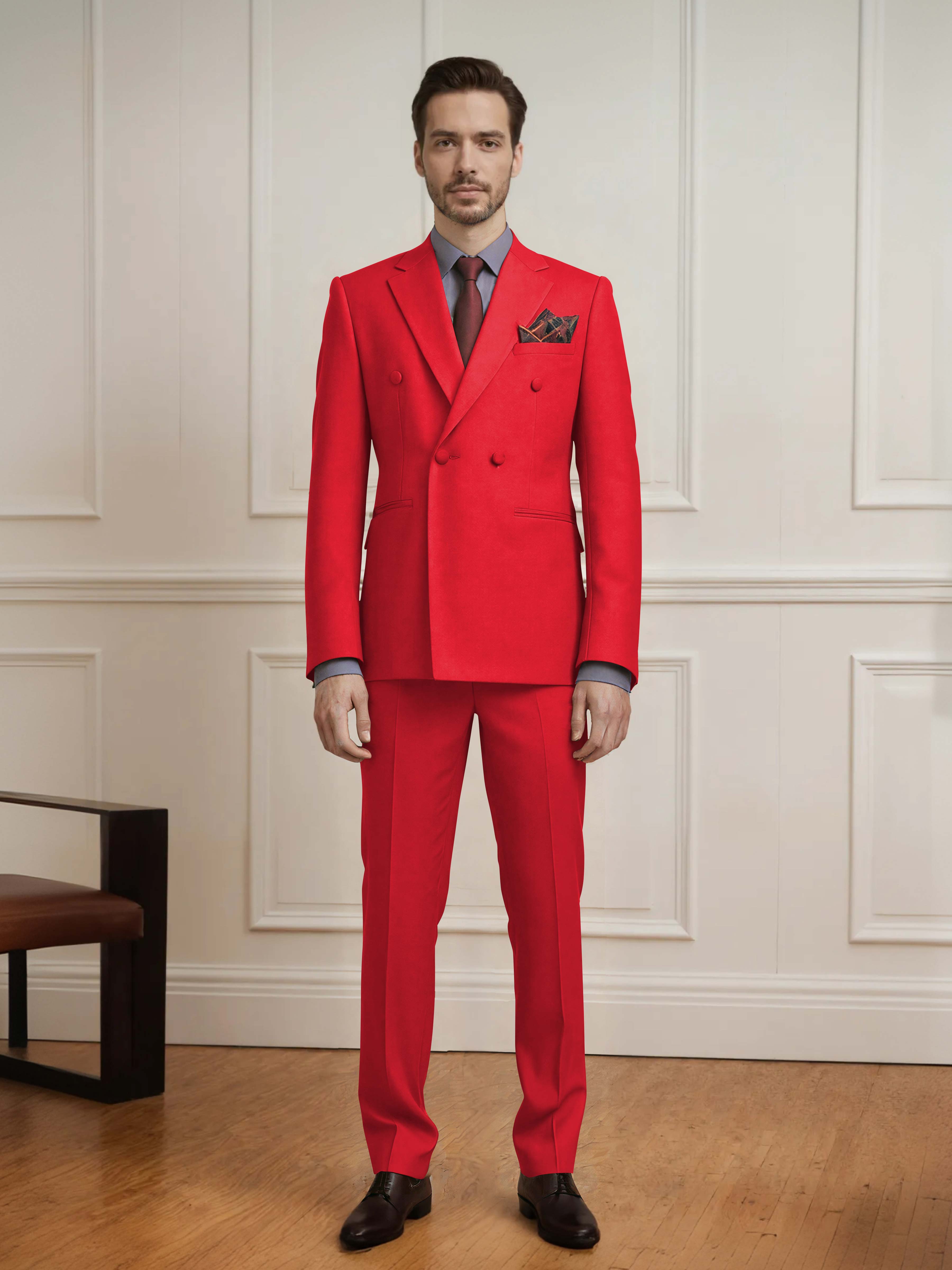 Crafted Men's 2 Pieces Notch Lapel Double Breasted Wedding Suit