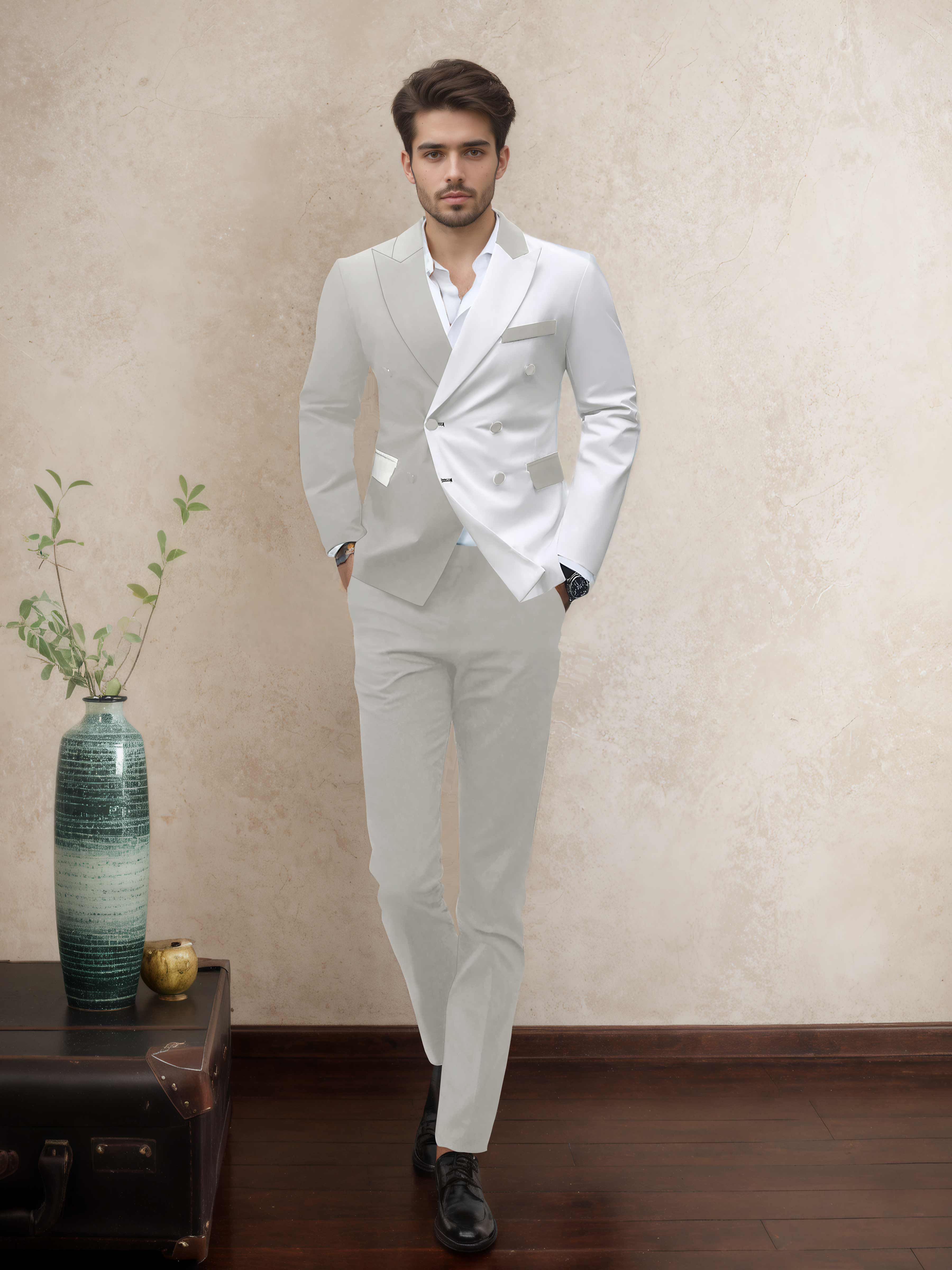 Sophisticated 2 Pieces Men’s Evening Suit Tailored Fit Double Breasted