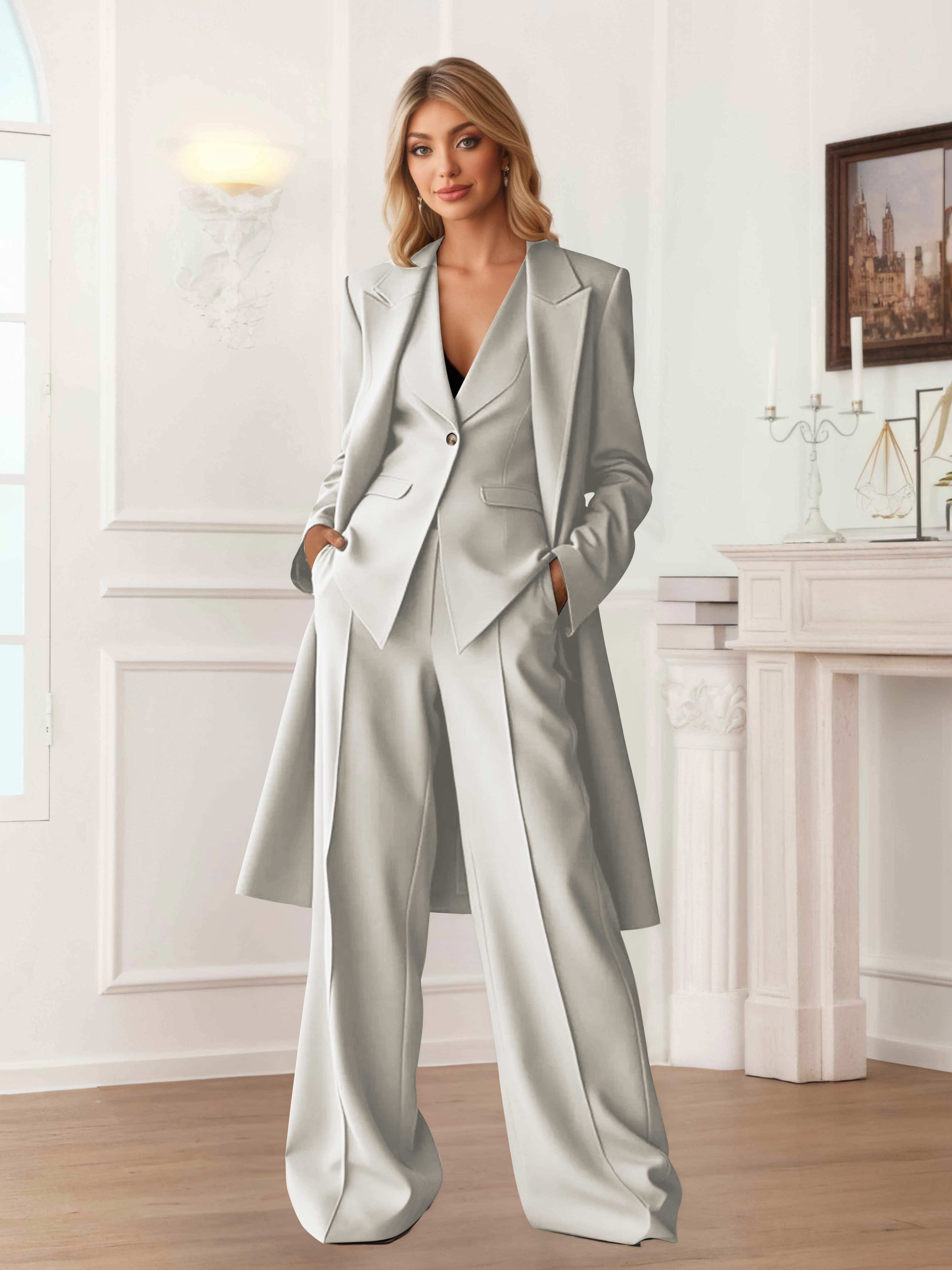 Elegant Women's 3 Pieces Casual Blazer and Pants Set UK
