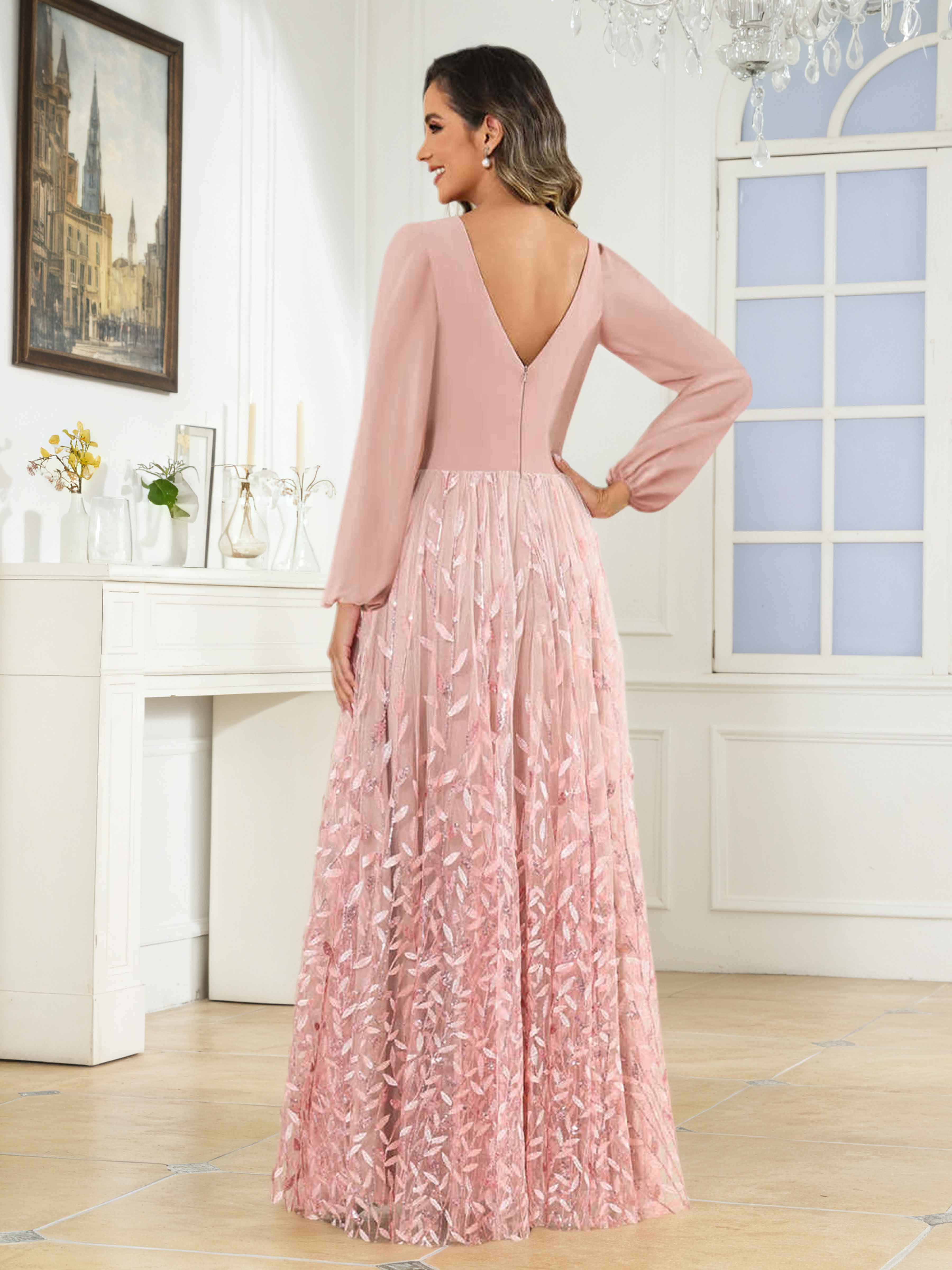 Daelia Modest Long Sleeves Sequins Long Mother of the Bride Dresses