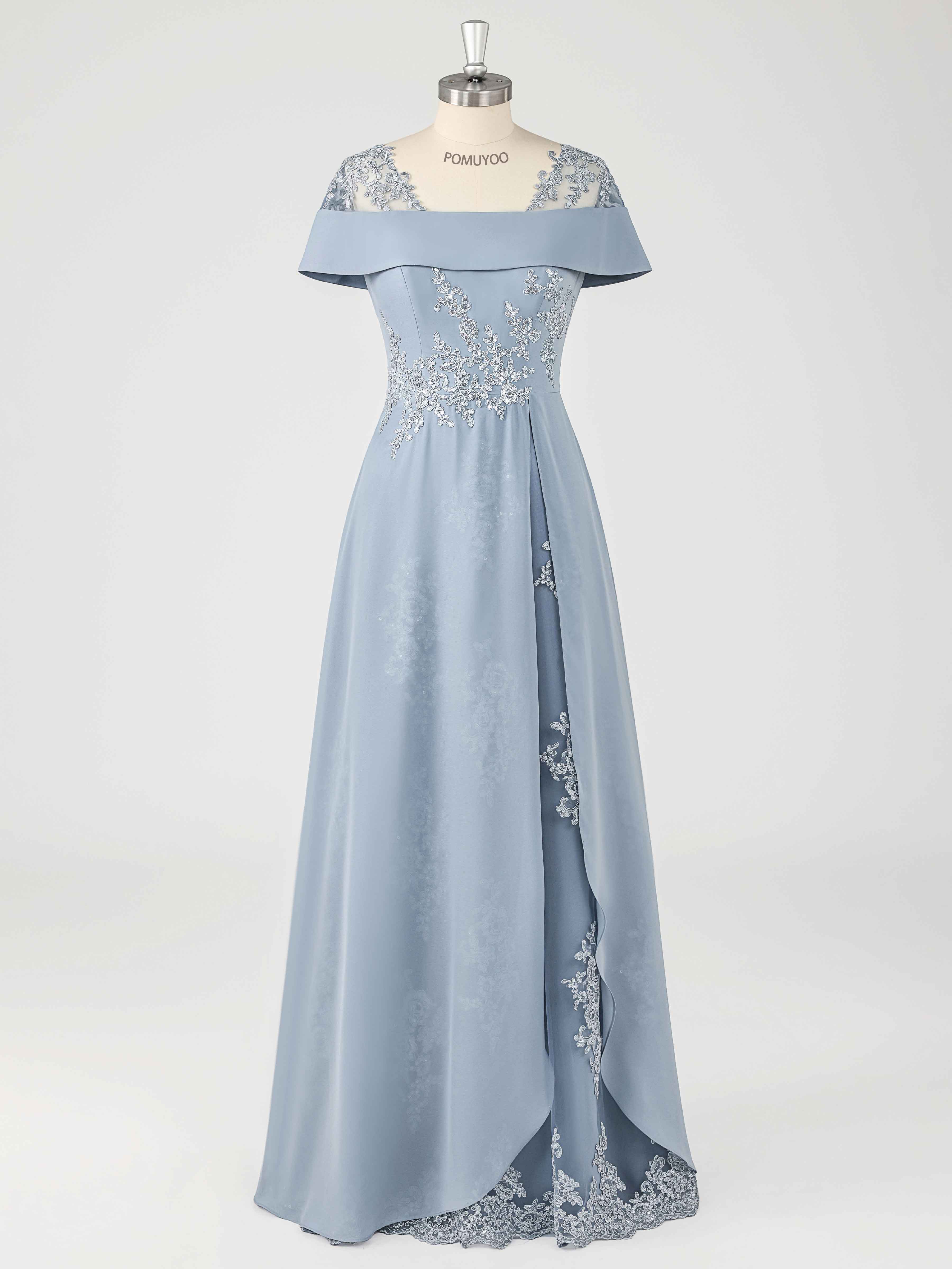 Delicate A-Line Appliques Sequins Floor Length Chiffon Mother of the Bride Dresses UK