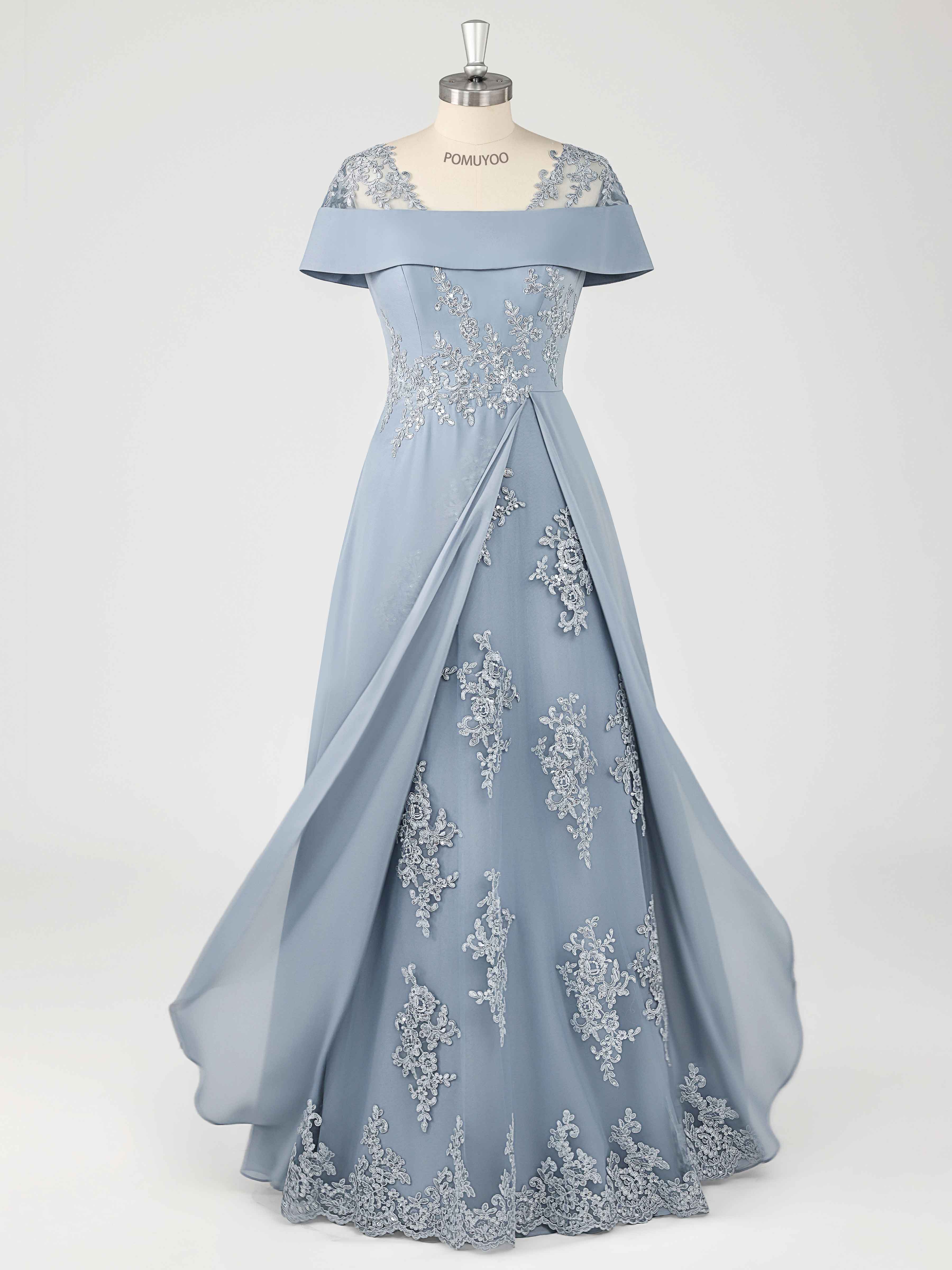 Traelithia Charming Off the Shoulder Lace Chiffon Mother of the Bride Dresses