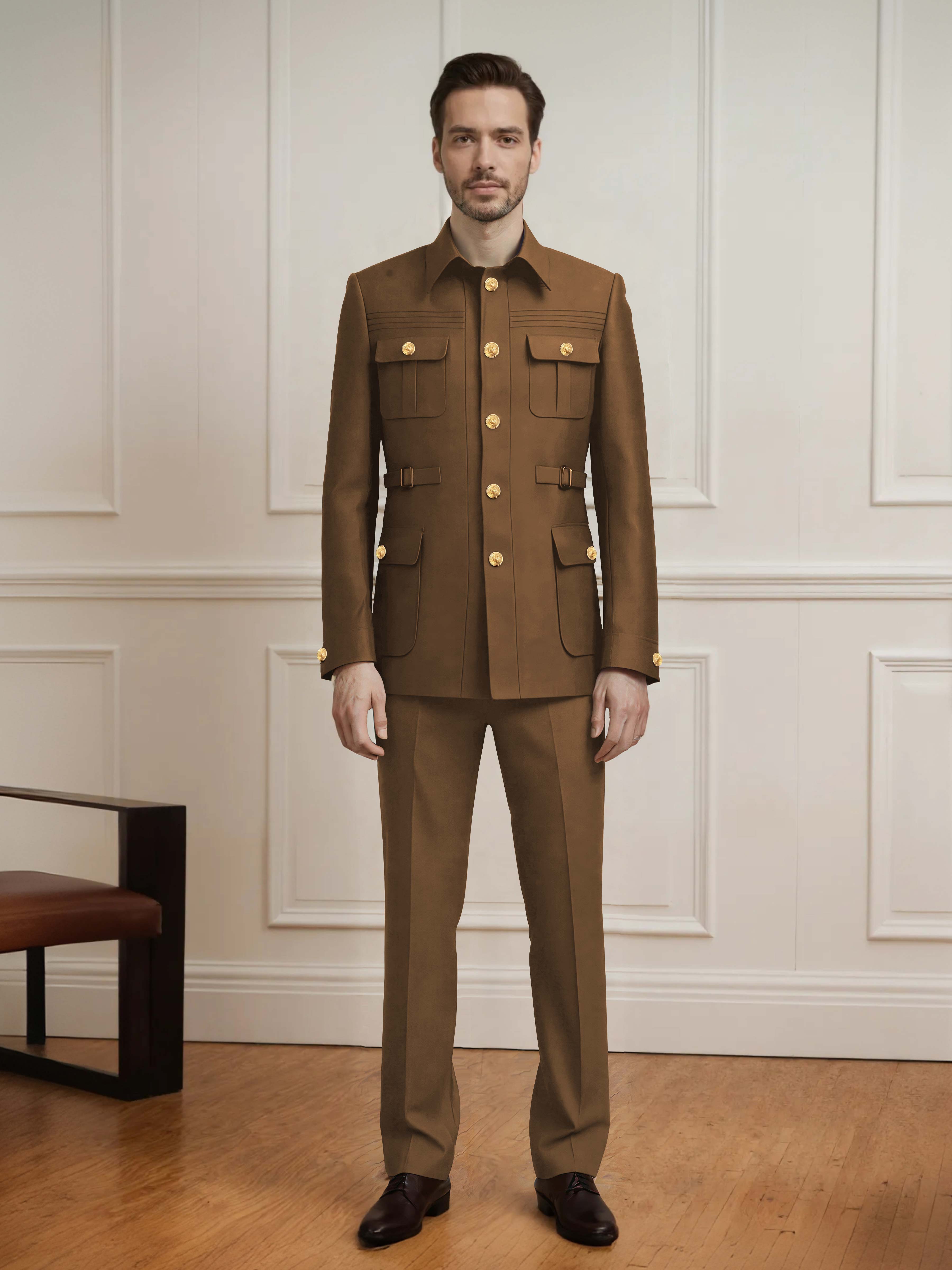 Effortless Men's 2 Pieces Single Breasted With Belt Semi Formal Suit