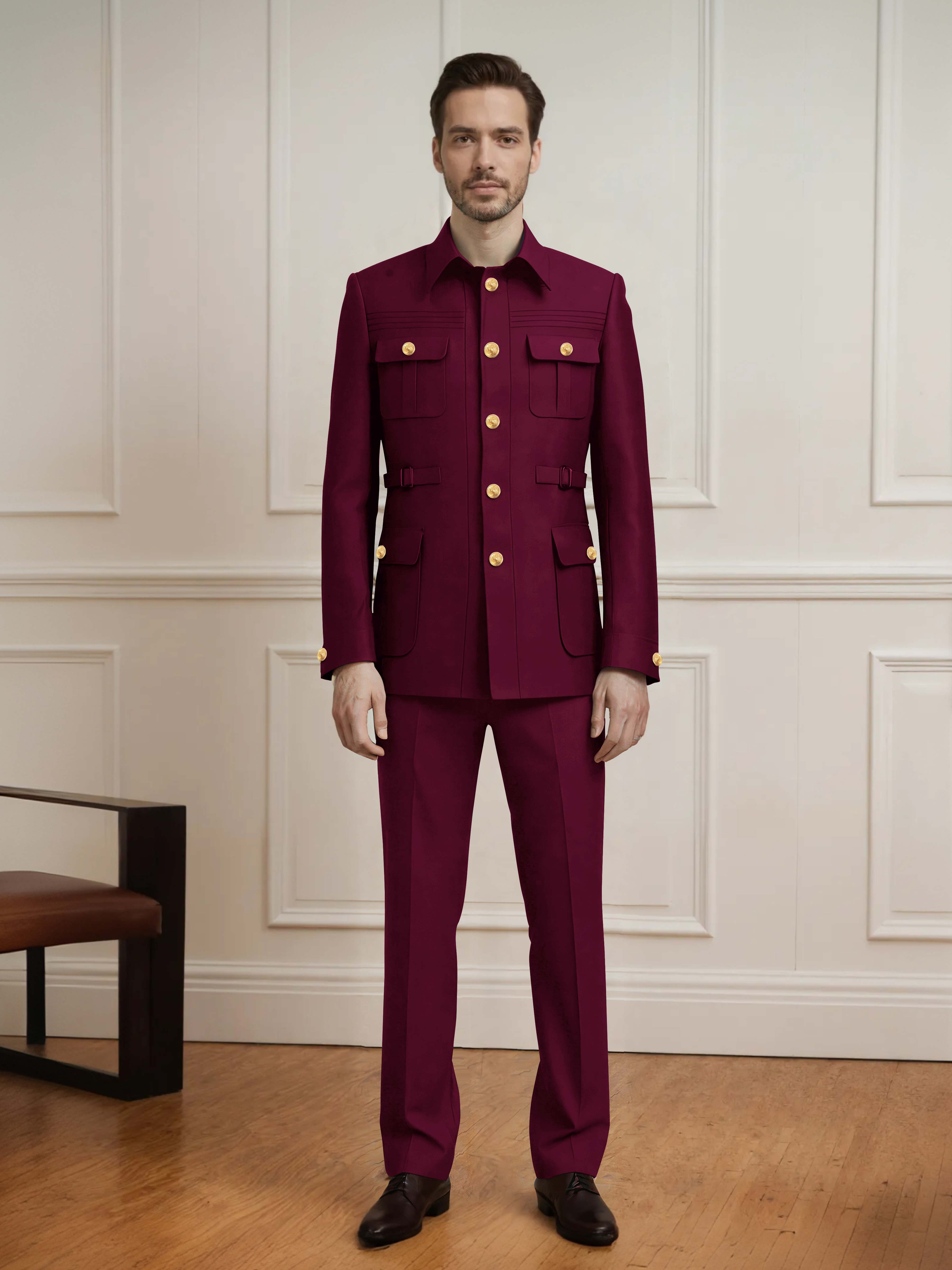 Effortless Men's 2 Pieces Single Breasted With Belt Semi Formal Suit