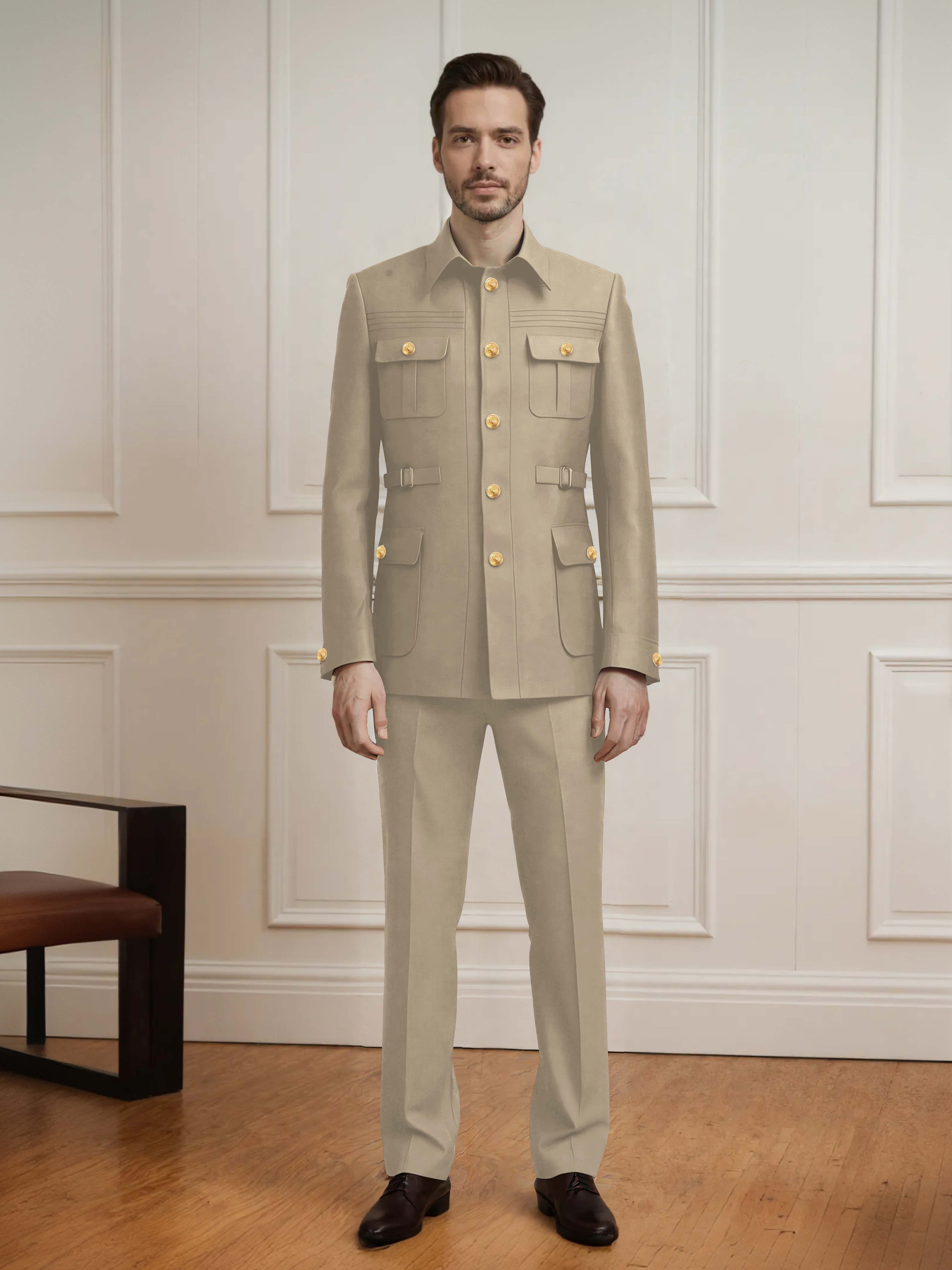 Effortless Men's 2 Pieces Single Breasted With Belt Semi Formal Suit