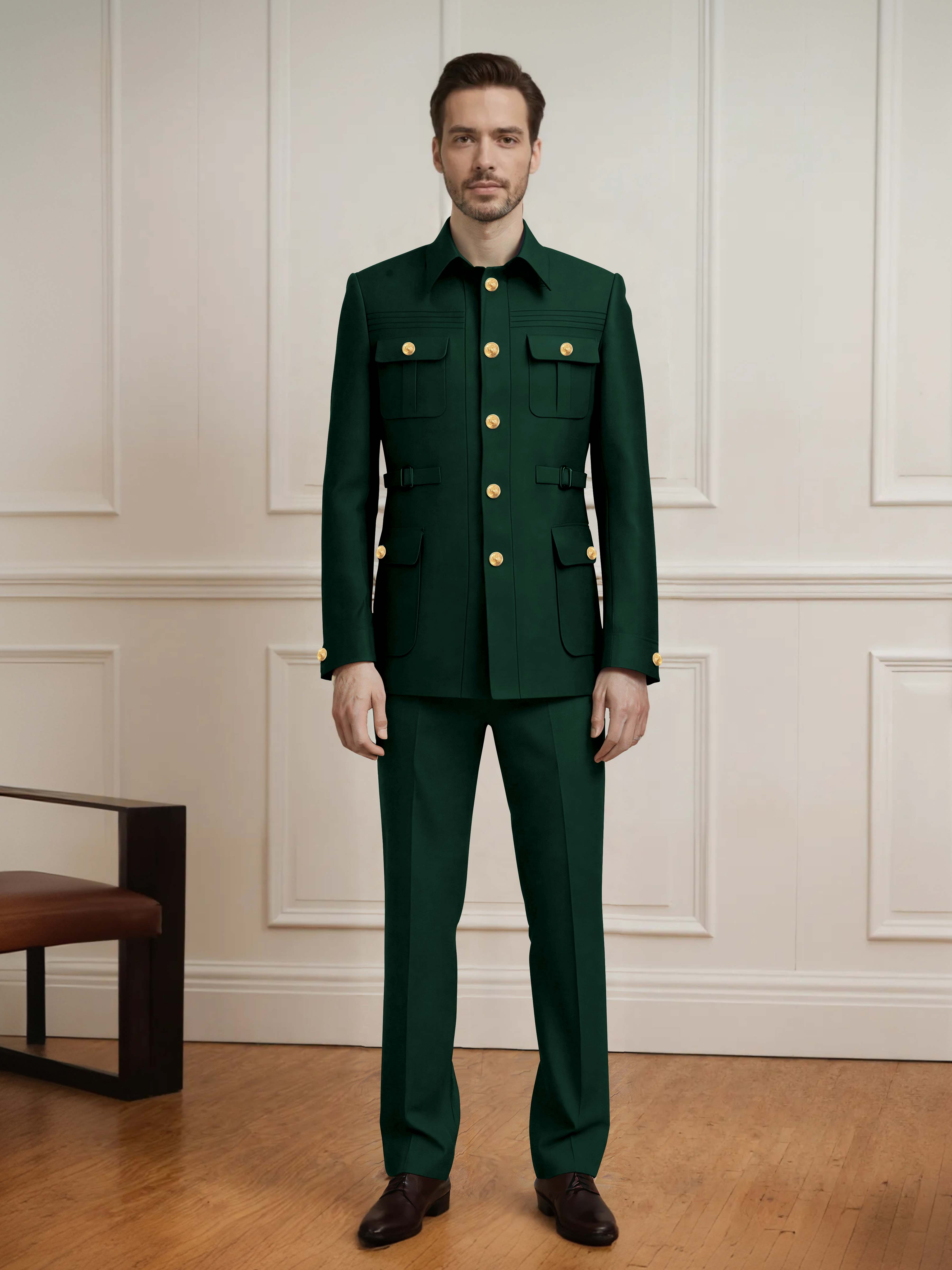 Effortless Men's 2 Pieces Single Breasted With Belt Semi Formal Suit