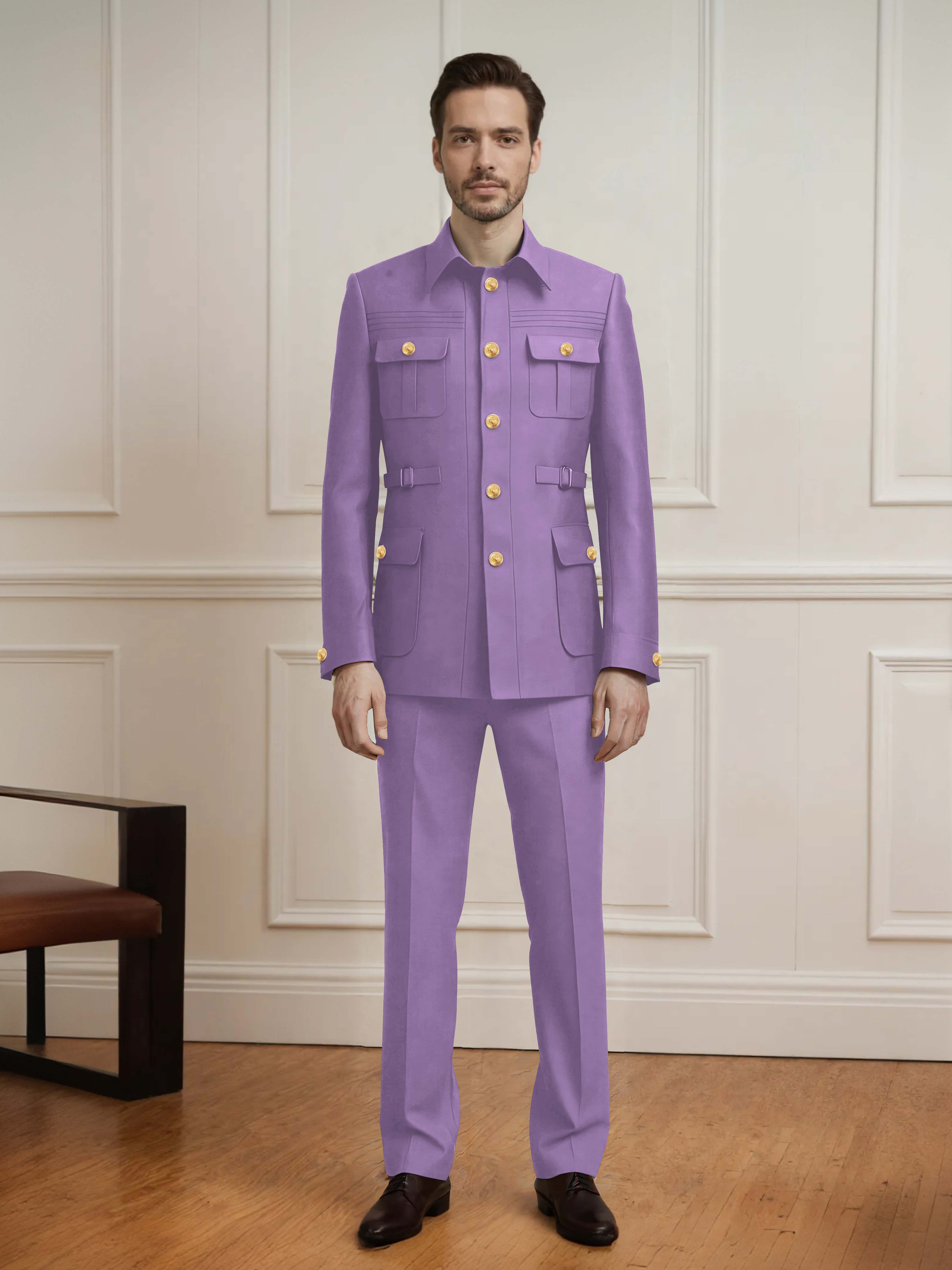 Effortless Men's 2 Pieces Single Breasted With Belt Semi Formal Suit