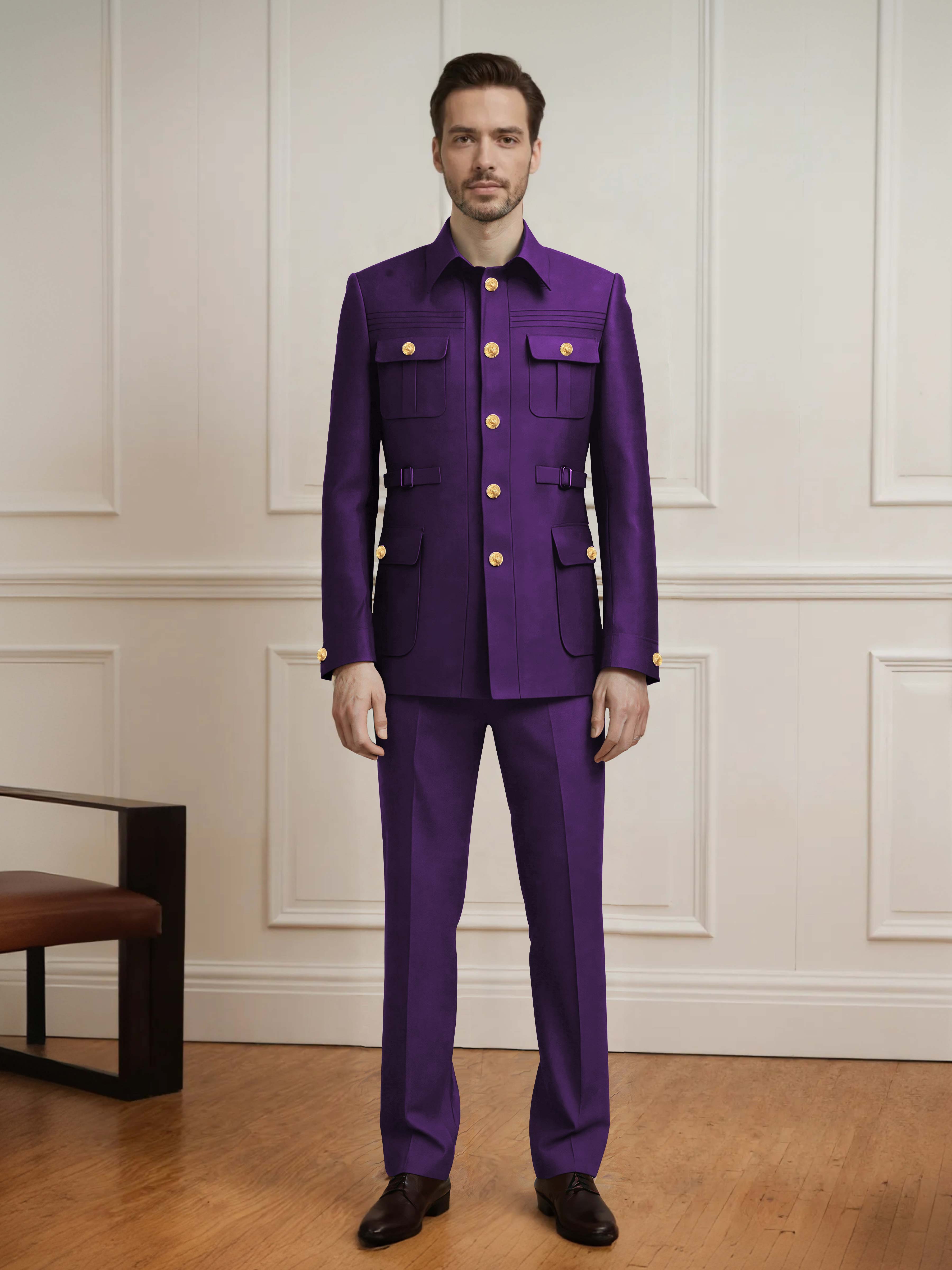 Effortless Men's 2 Pieces Single Breasted With Belt Semi Formal Suit