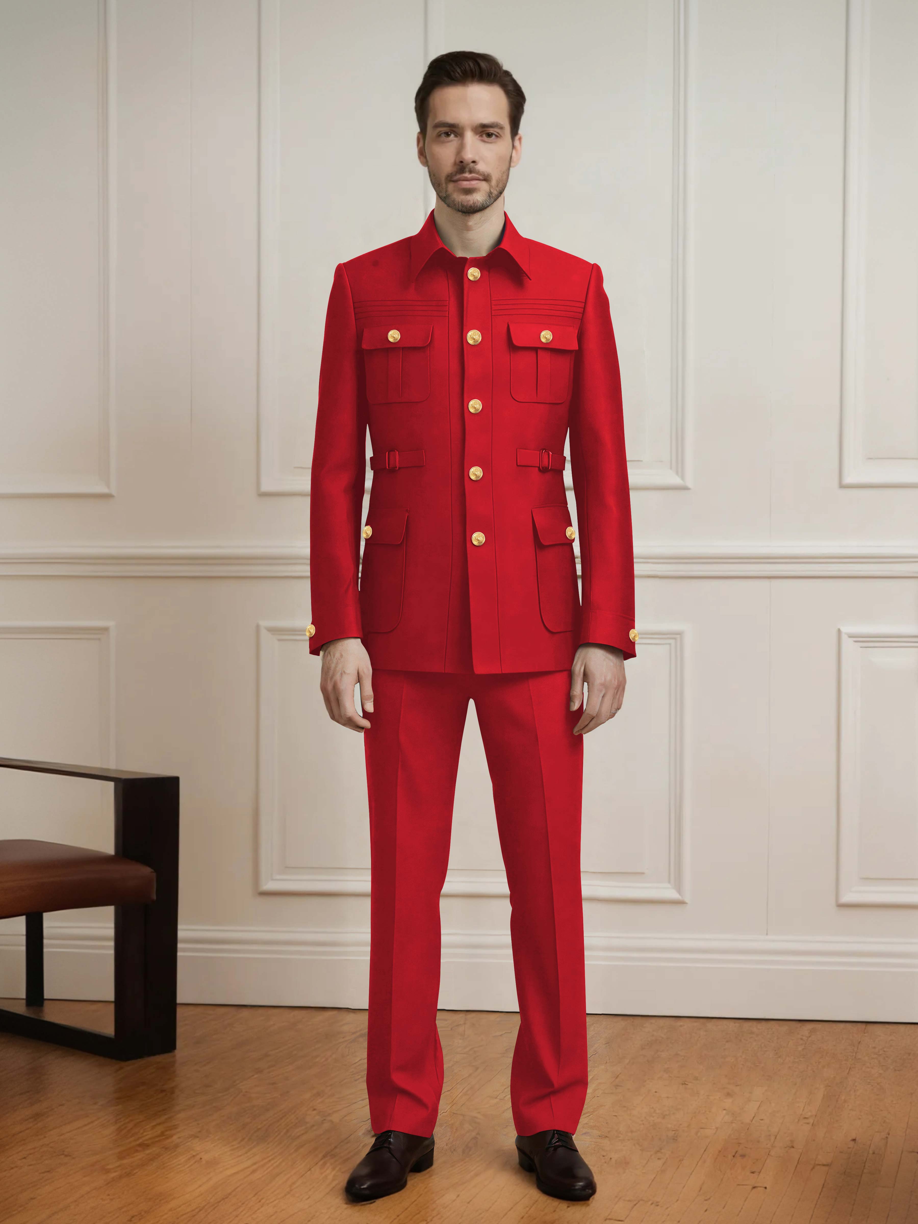 Effortless Men's 2 Pieces Single Breasted With Belt Semi Formal Suit