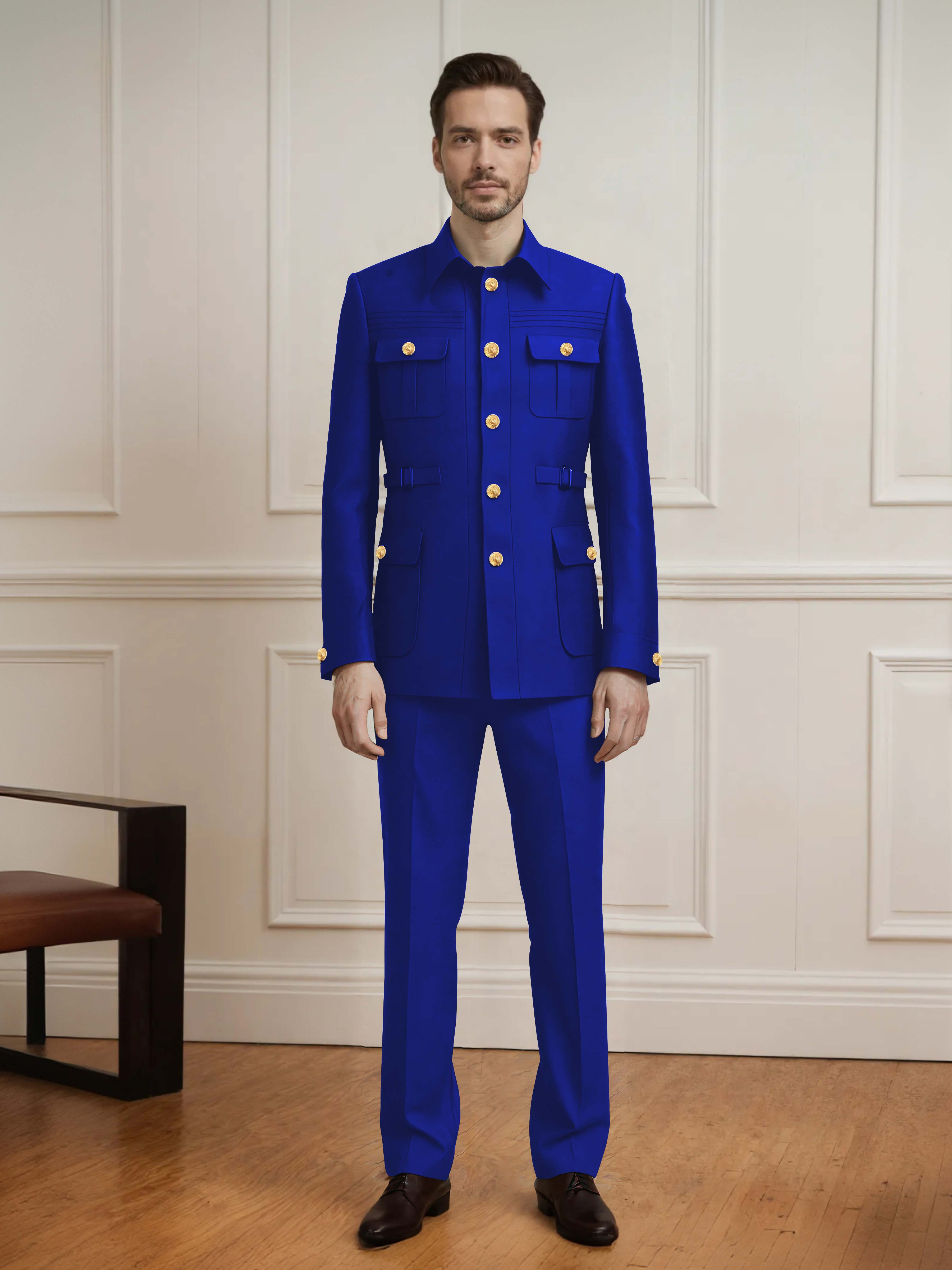 Effortless Men's 2 Pieces Single Breasted With Belt Semi Formal Suit