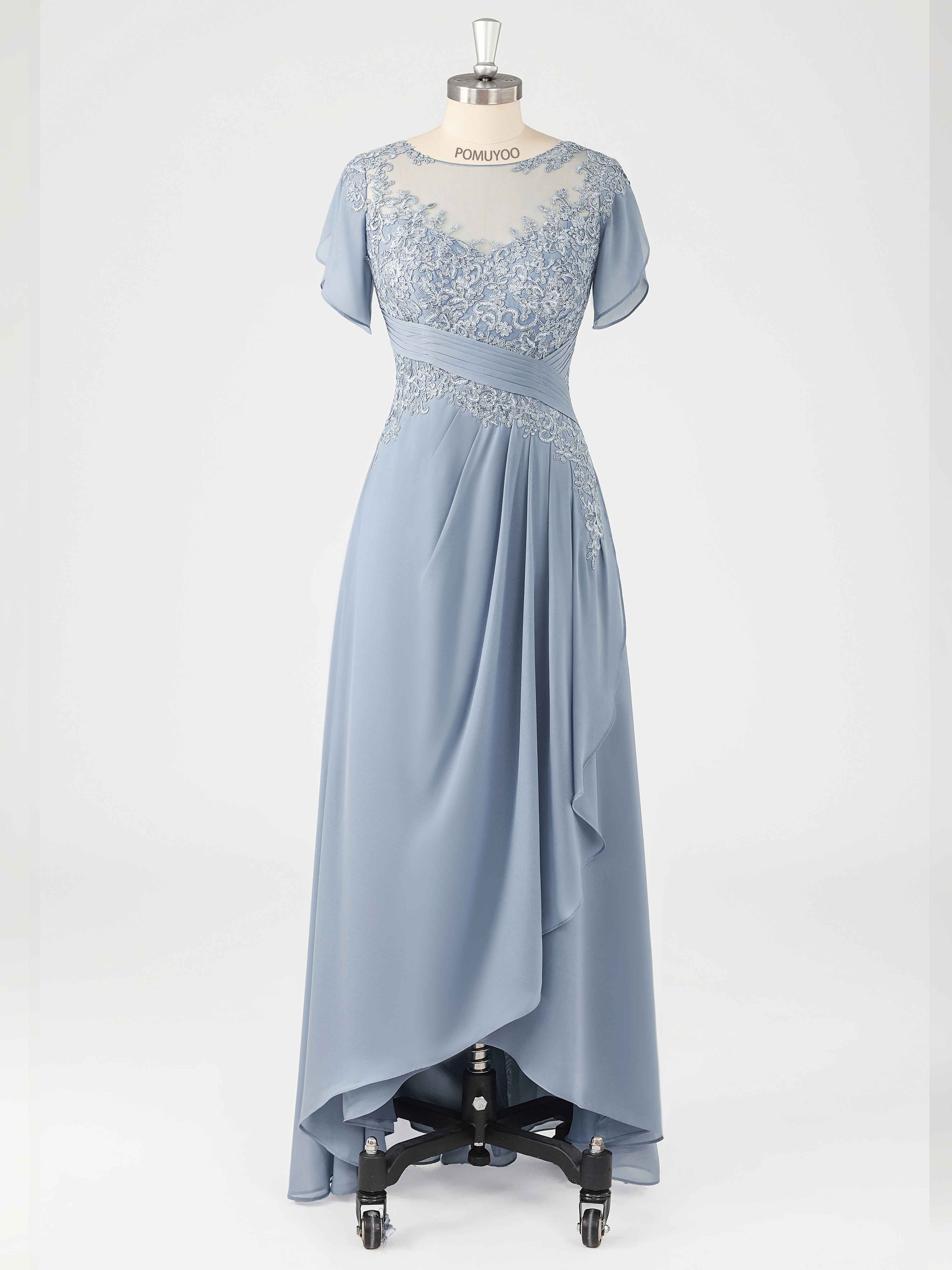 Elegant Illusion Ruched Asymmetrical Chiffon Mother of the Bride Dresses UK