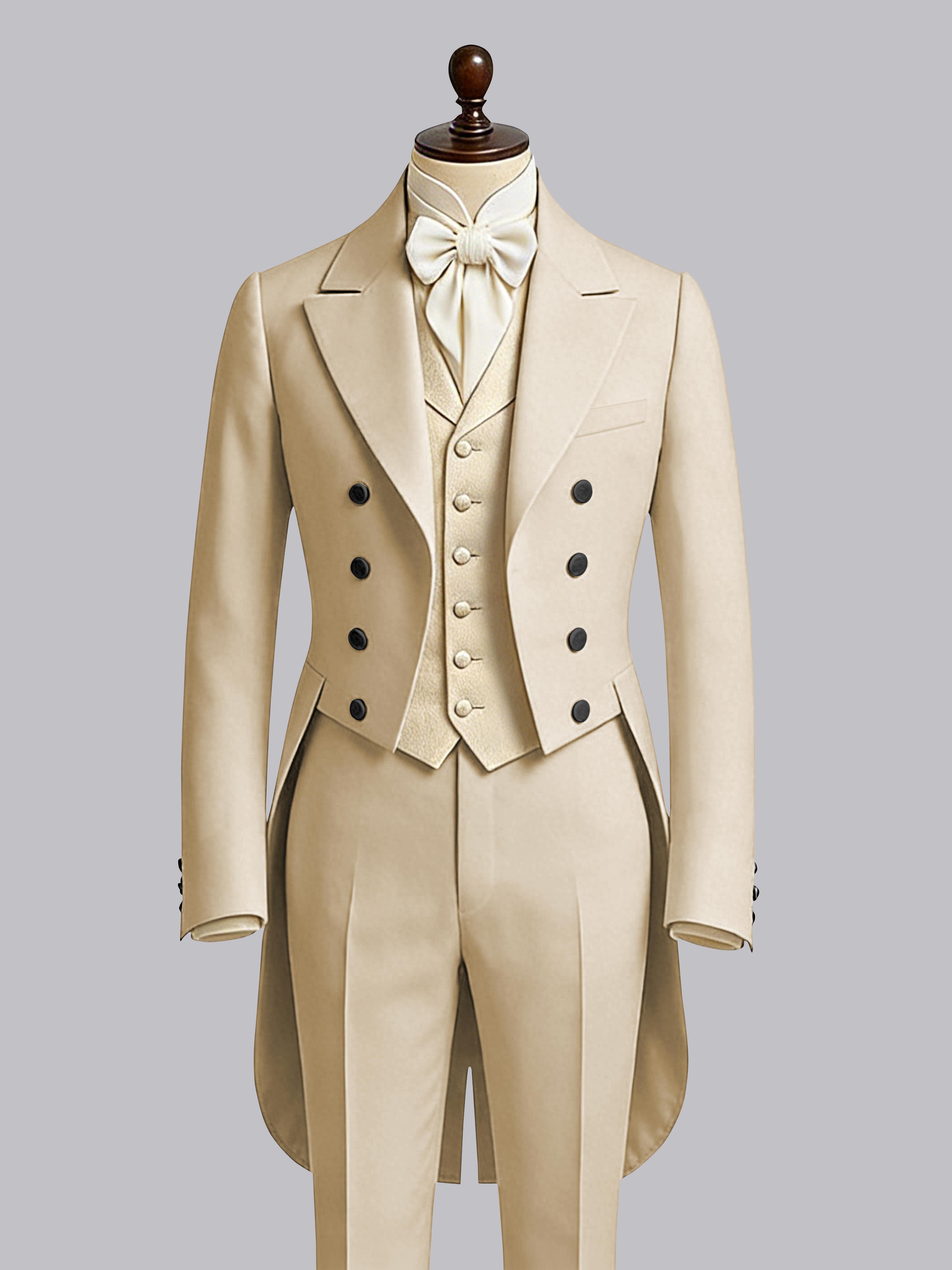 Glamorous Men's Color Block 3 Pieces Notch Lapel Guest Tailcoat Suit