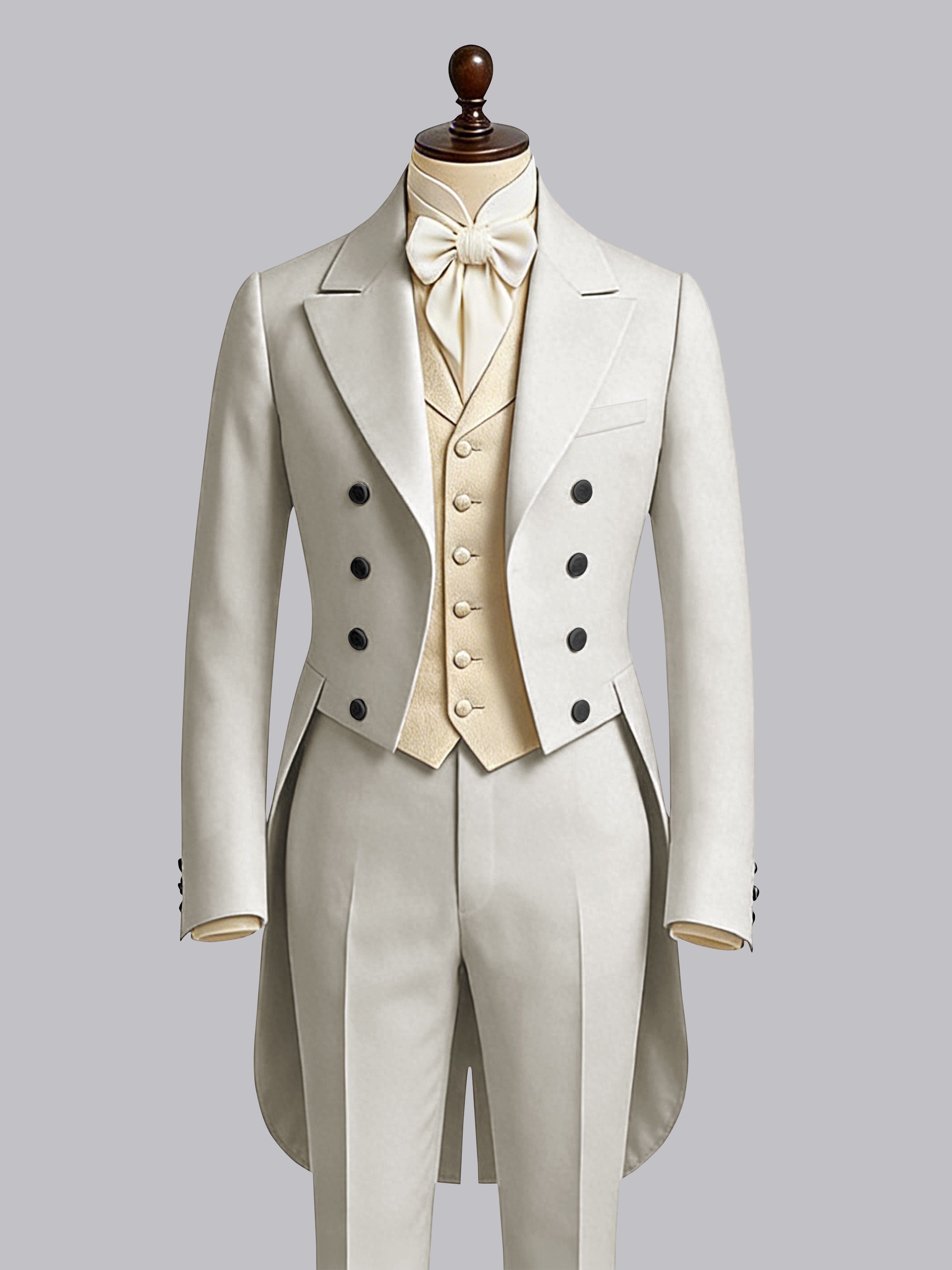 Glamorous Men's Color Block 3 Pieces Notch Lapel Guest Tailcoat Suit