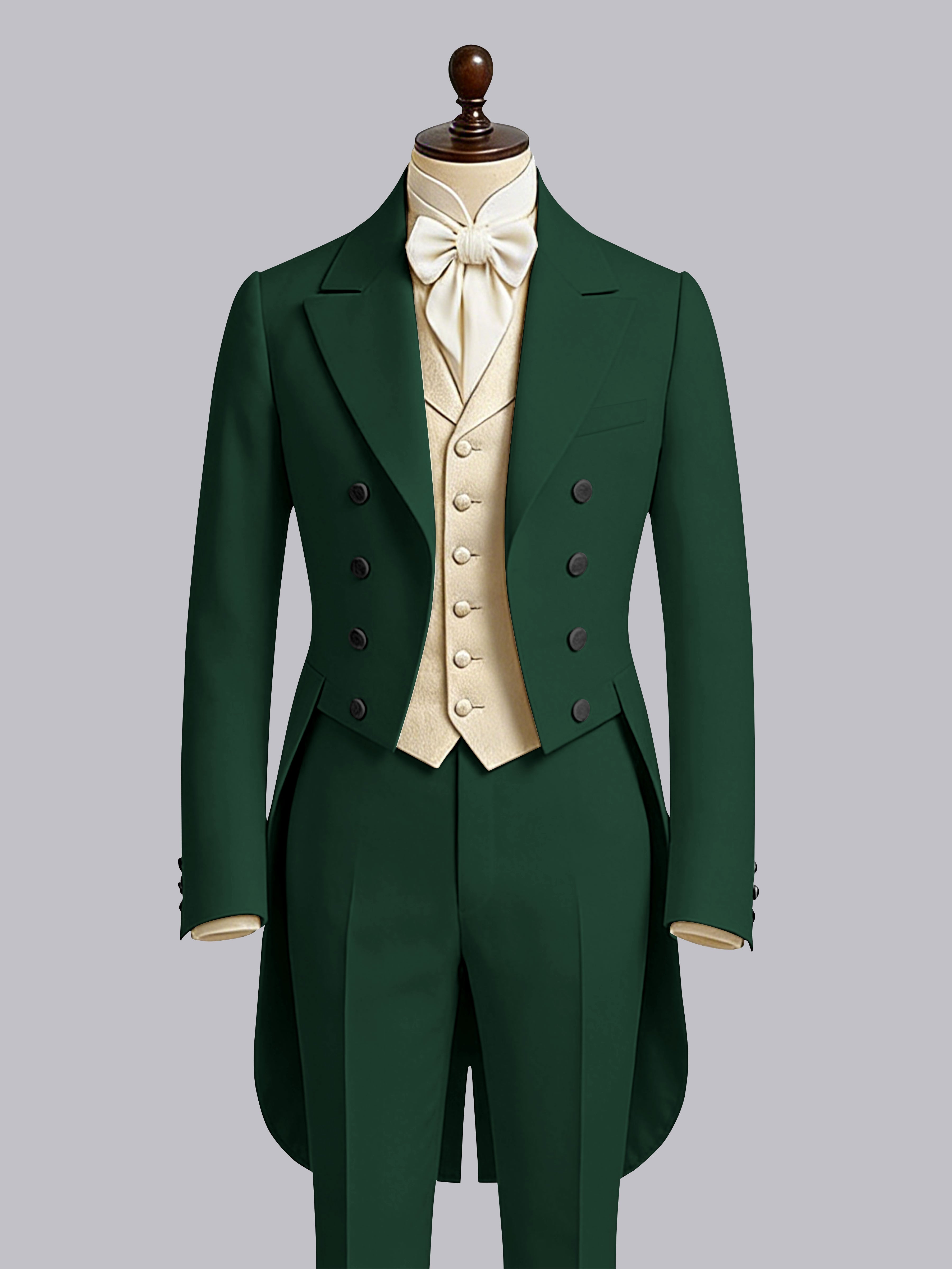 Glamorous Men's Color Block 3 Pieces Notch Lapel Guest Tailcoat Suit