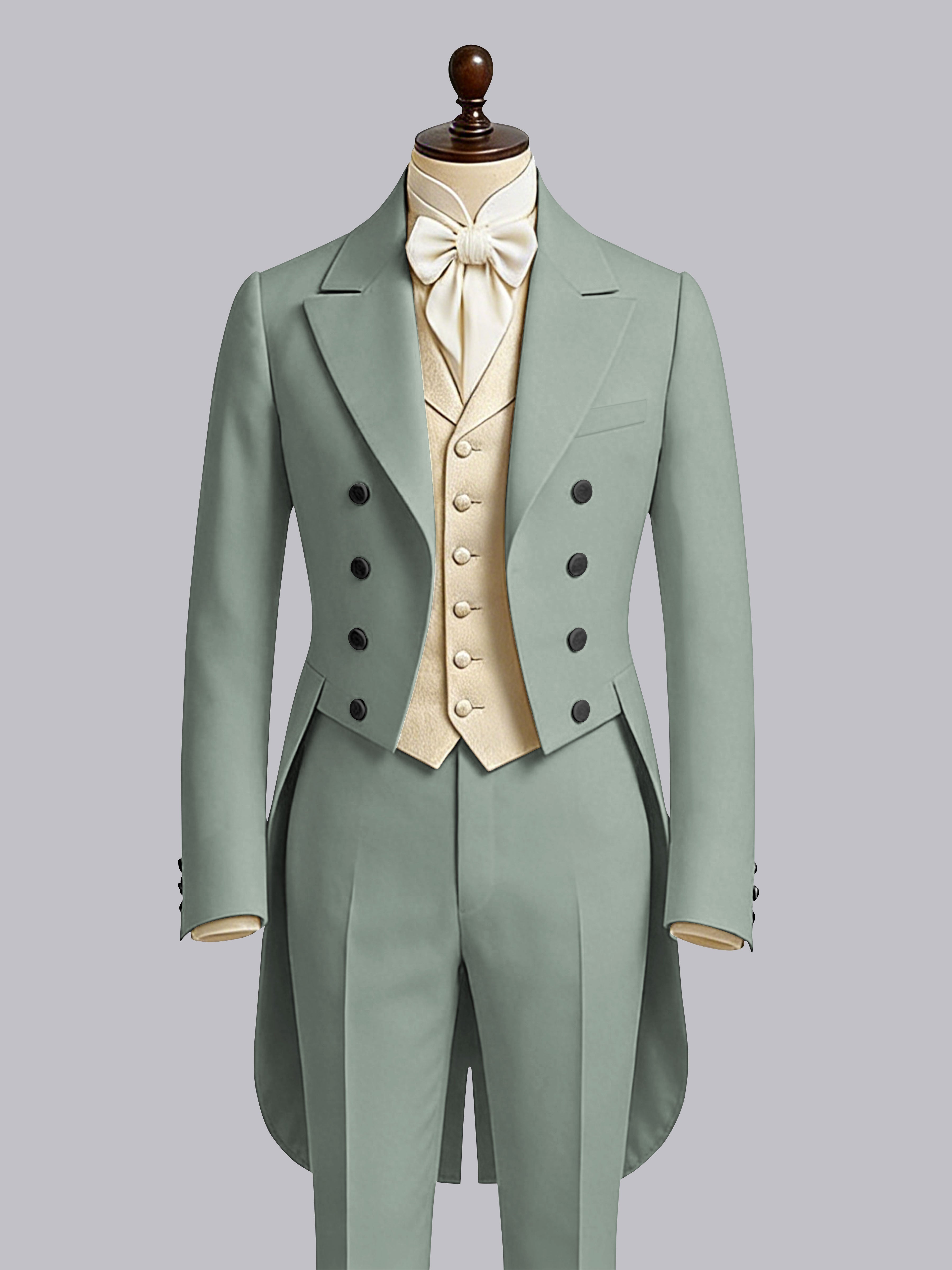 Glamorous Men's Color Block 3 Pieces Notch Lapel Guest Tailcoat Suit