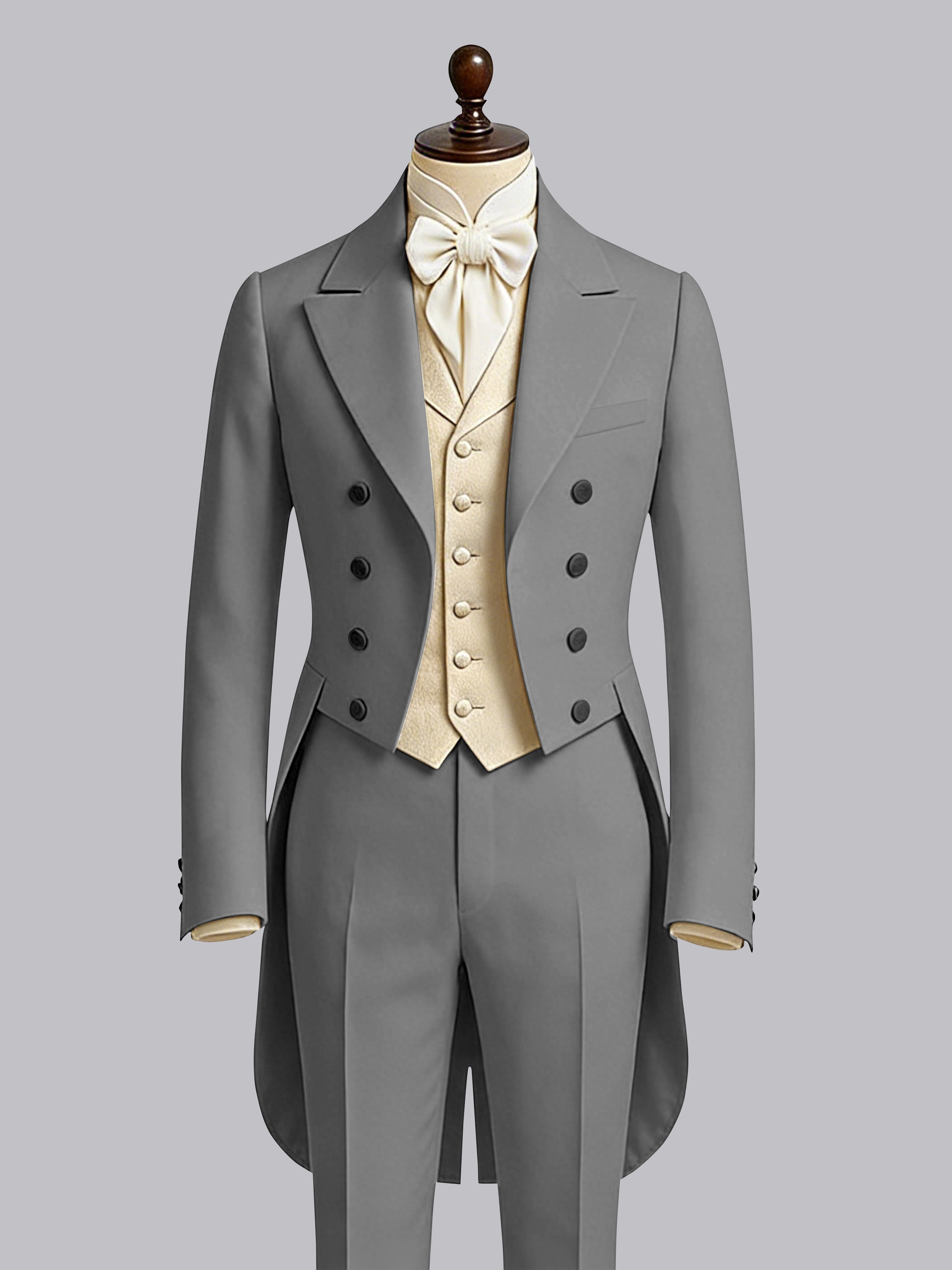 Glamorous Men's Color Block 3 Pieces Notch Lapel Guest Tailcoat Suit