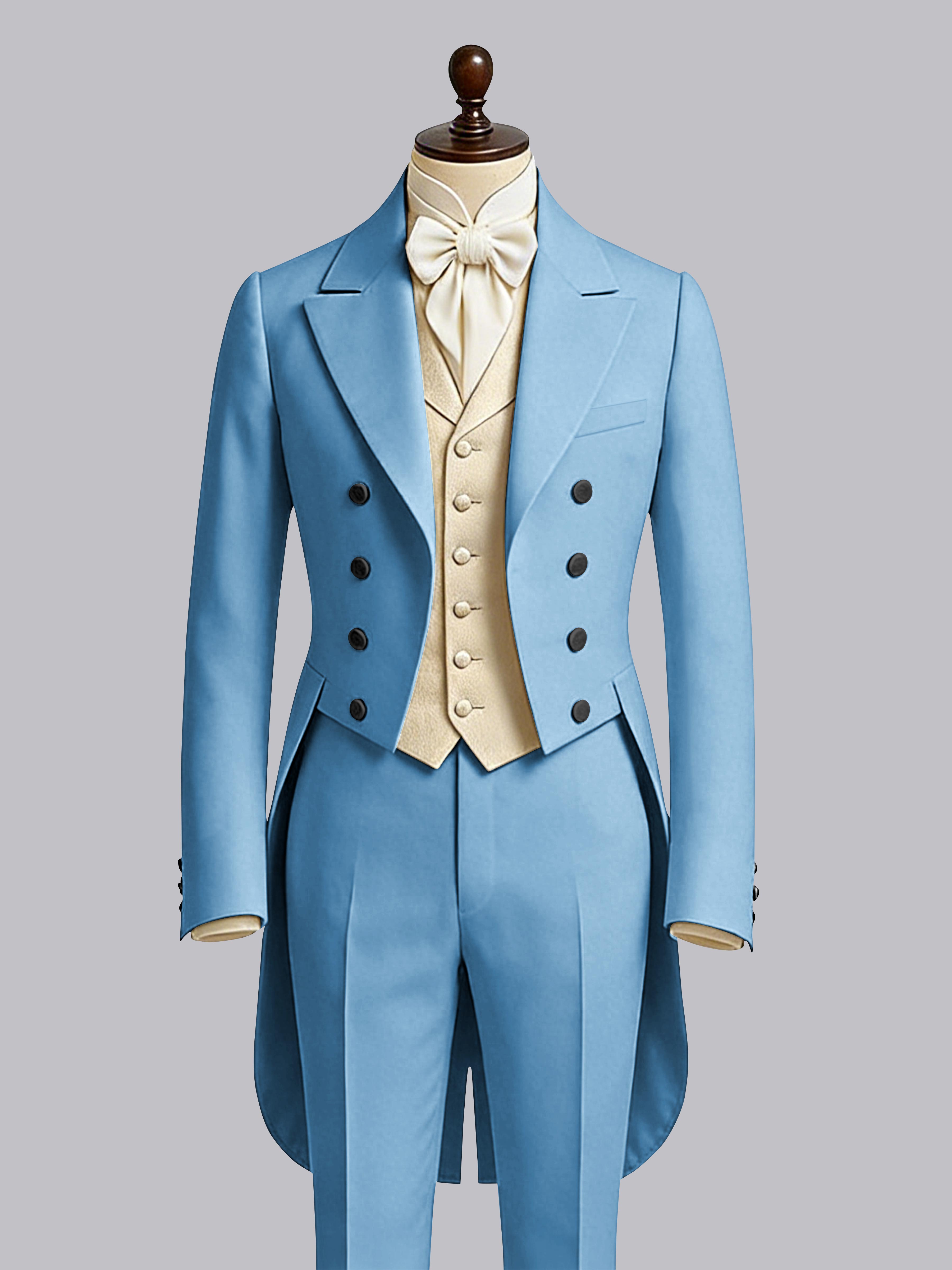 Glamorous Men's Color Block 3 Pieces Notch Lapel Guest Tailcoat Suit