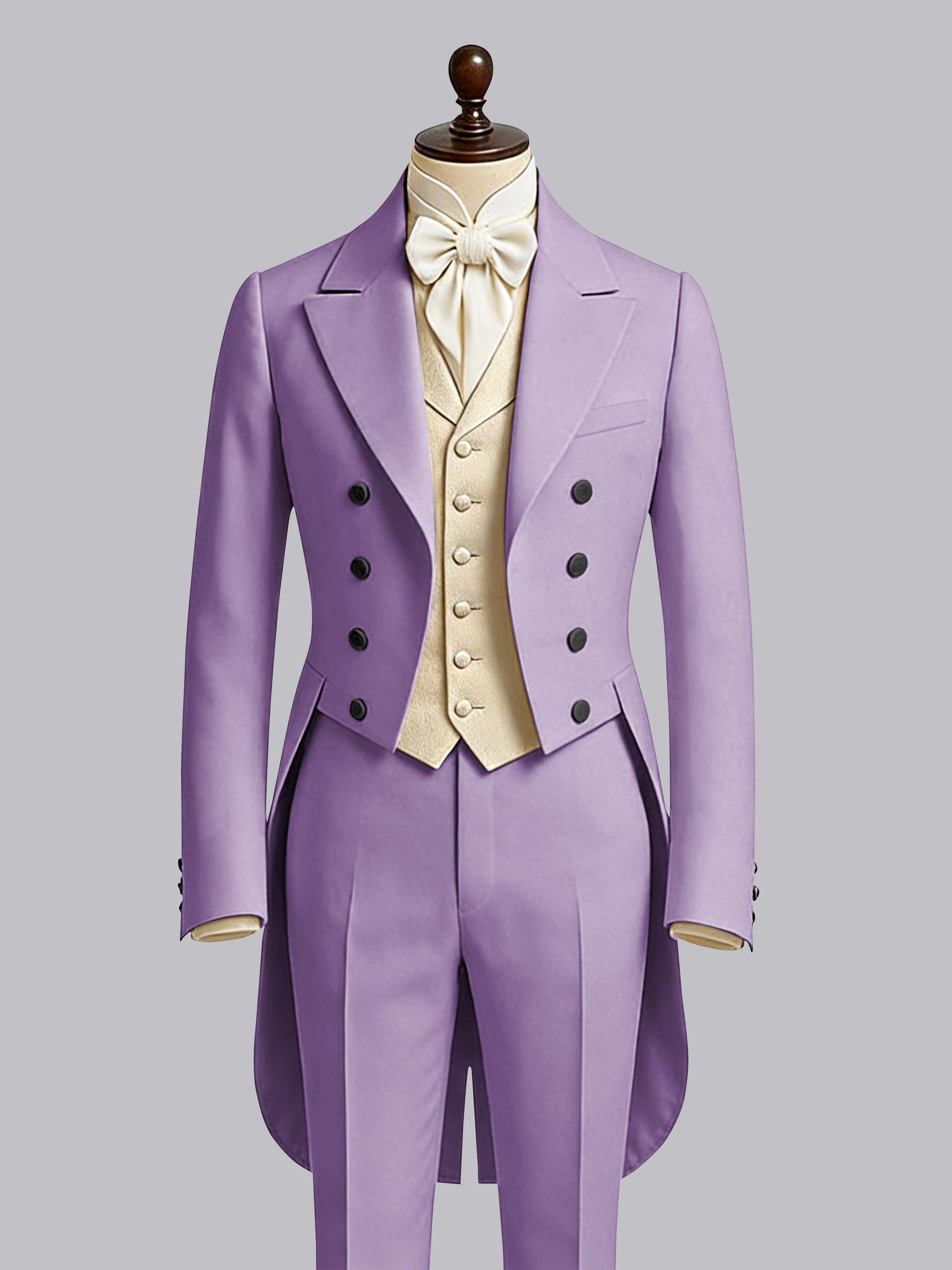 Glamorous Men's Color Block 3 Pieces Notch Lapel Guest Tailcoat Suit