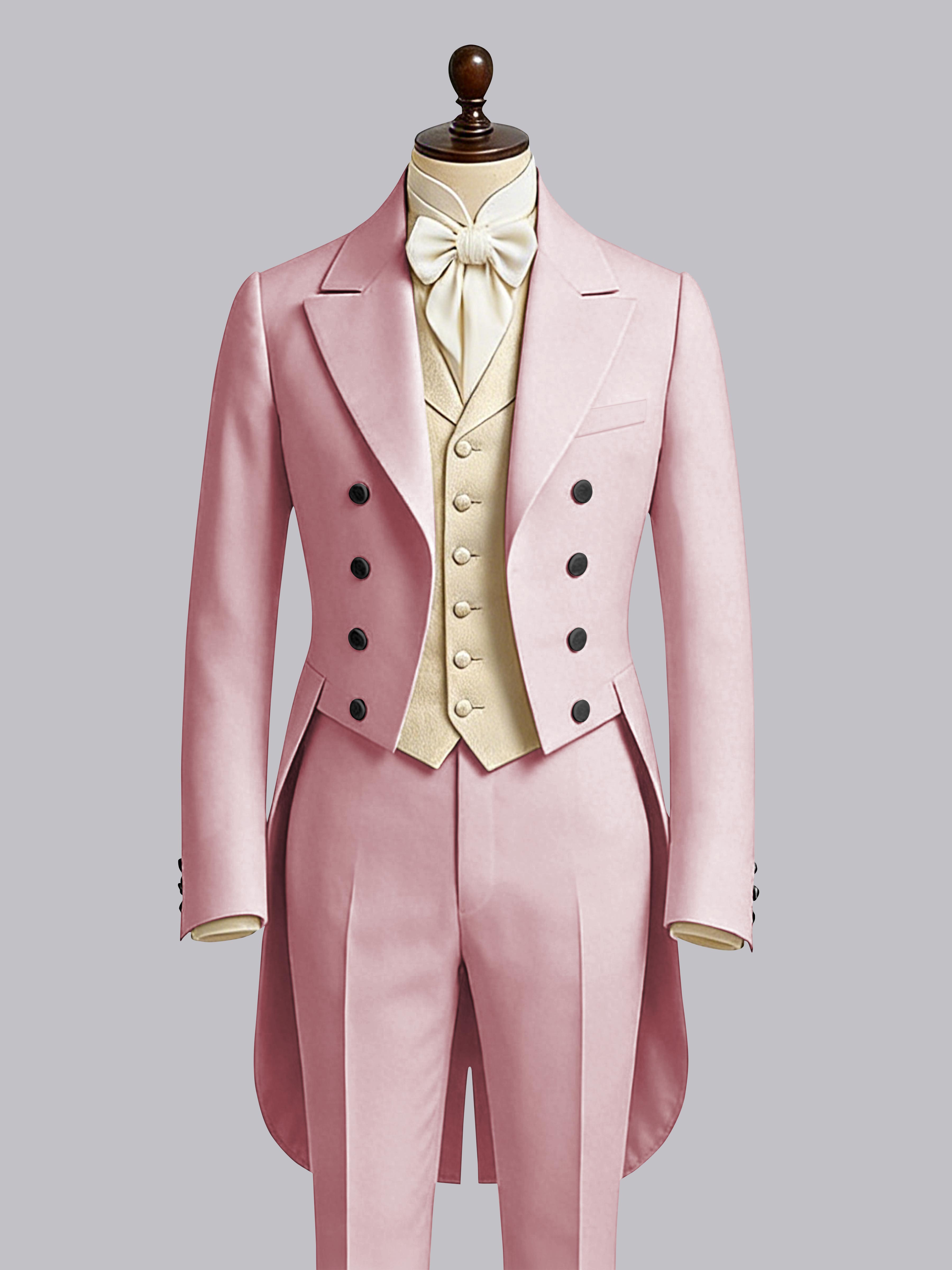 Glamorous Men's Color Block 3 Pieces Notch Lapel Guest Tailcoat Suit