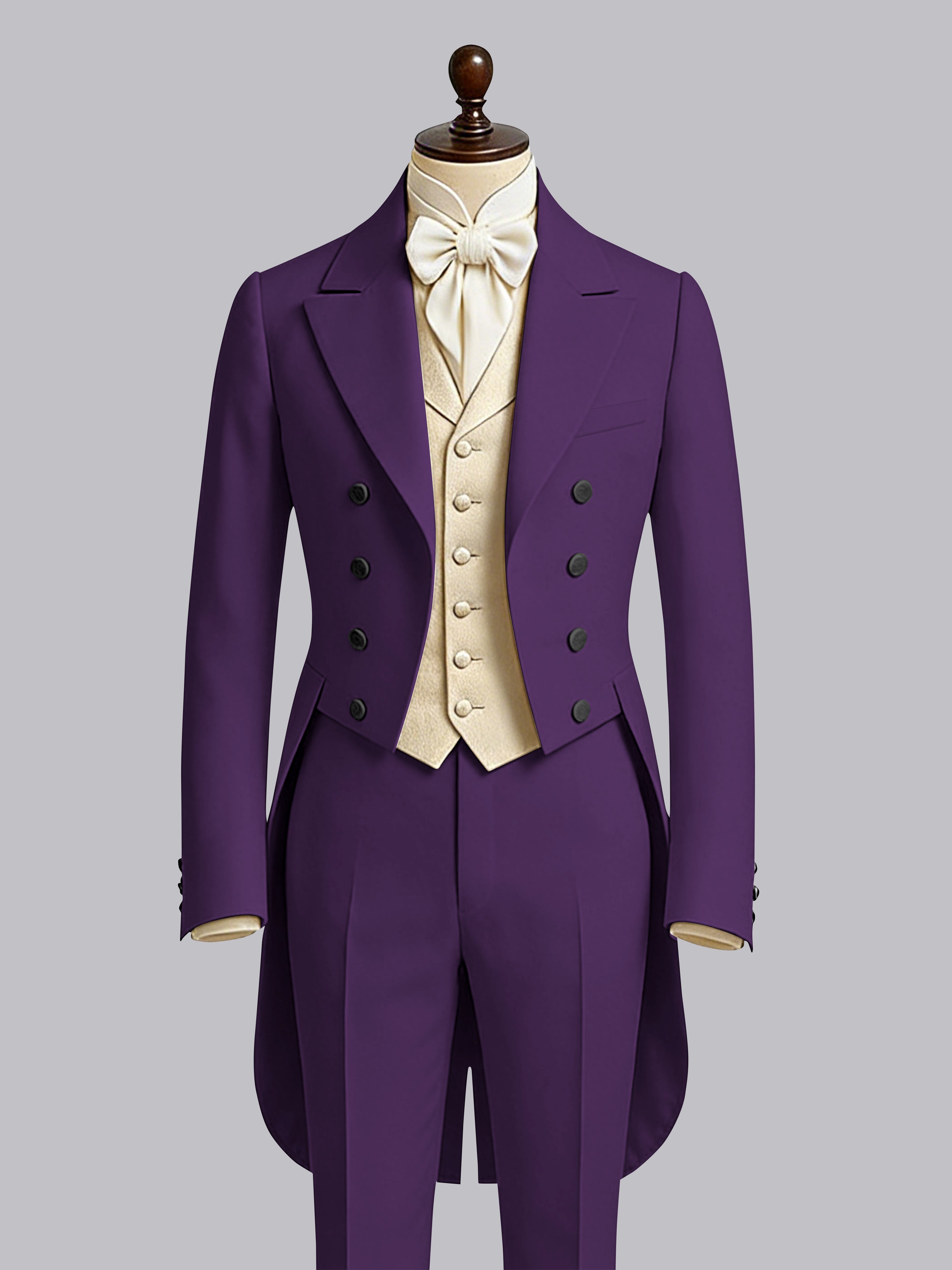 Glamorous Men's Color Block 3 Pieces Notch Lapel Guest Tailcoat Suit
