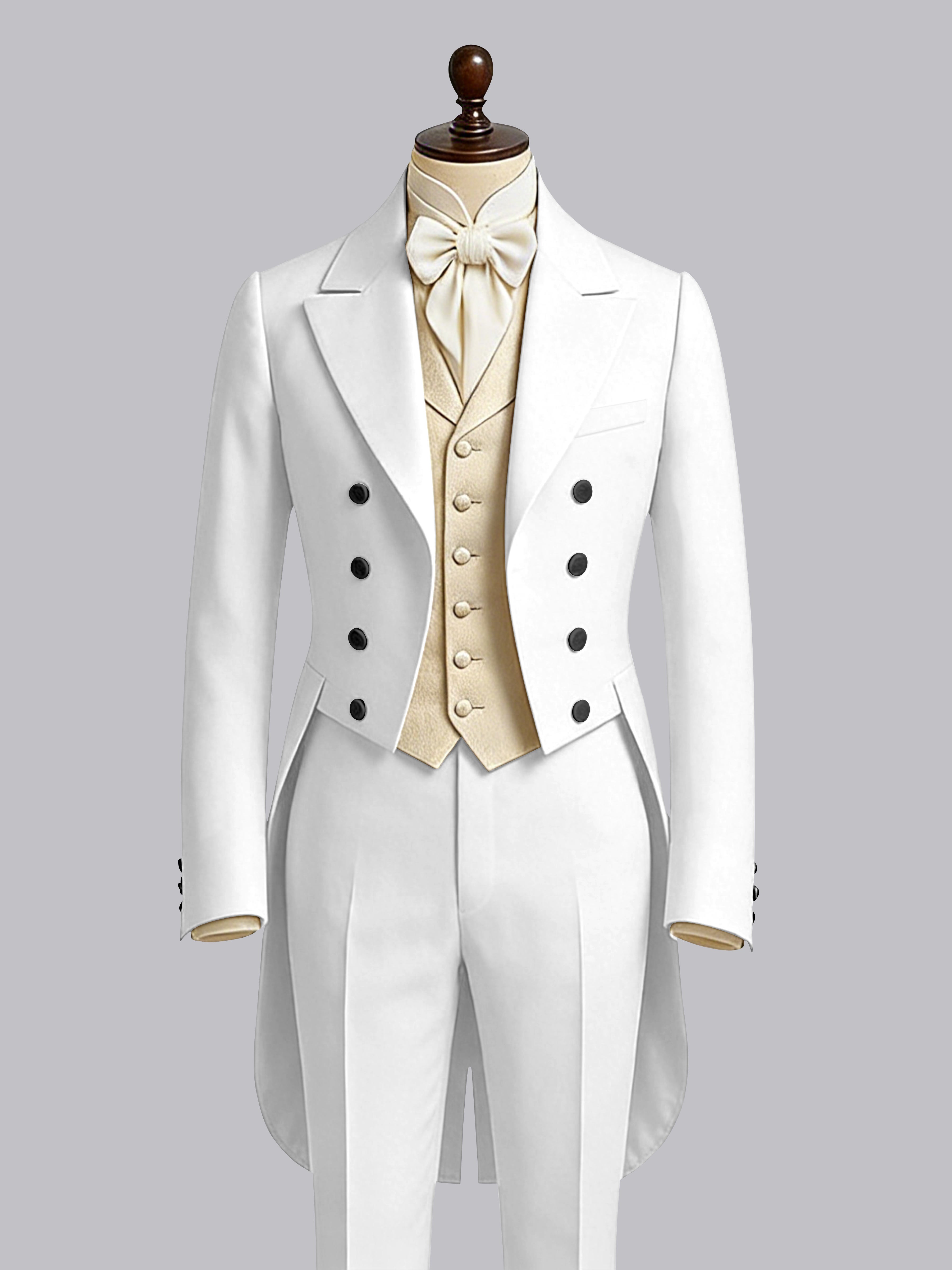 Glamorous Men's Color Block 3 Pieces Notch Lapel Guest Tailcoat Suit