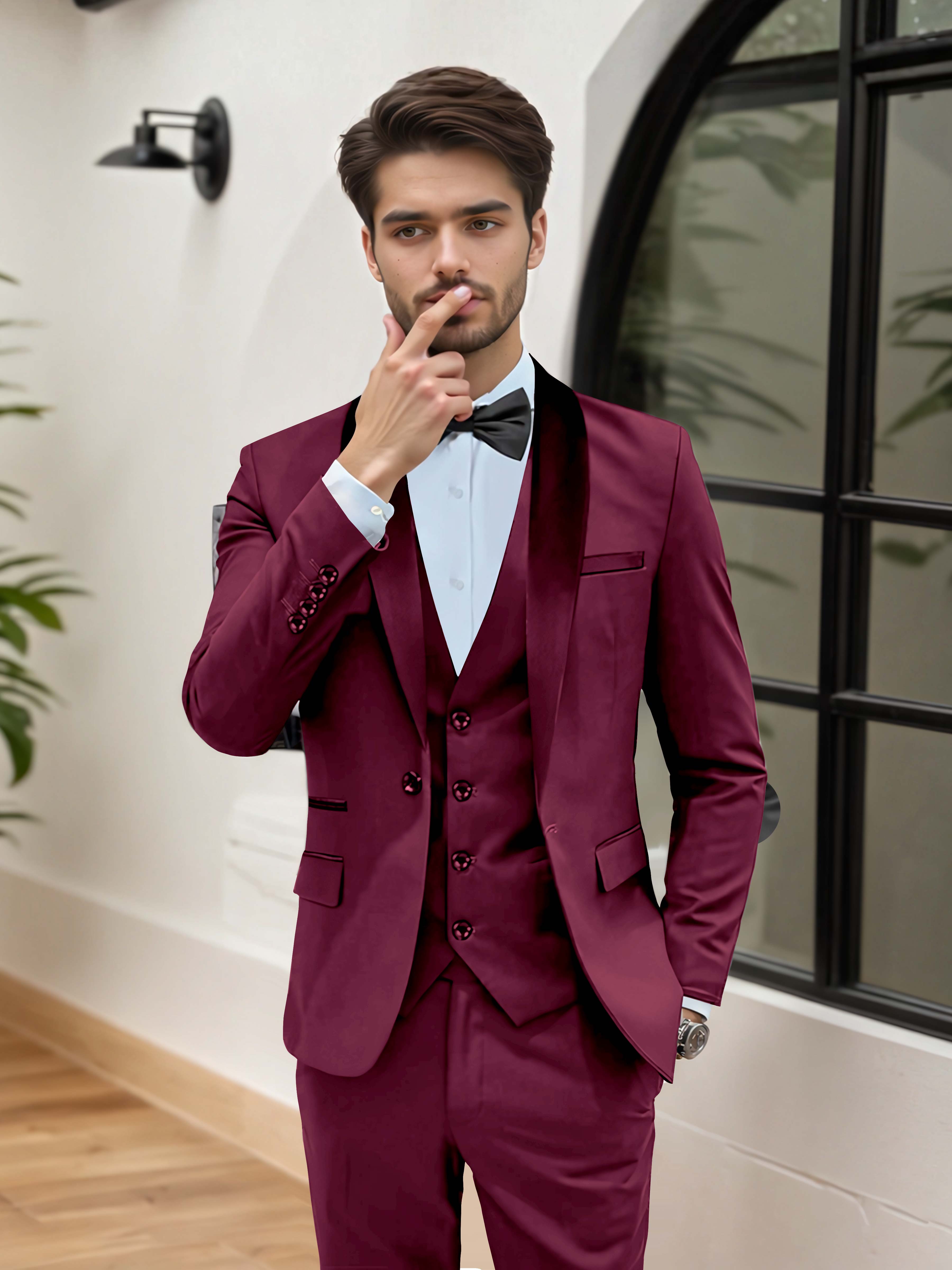 Elegant Men's Wedding Suit 3 Pieces One Button Formal Suits